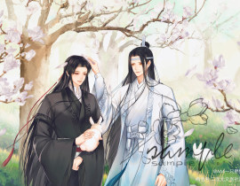 『落樱缤纷』——忘羡情人节贺图_绘画作品