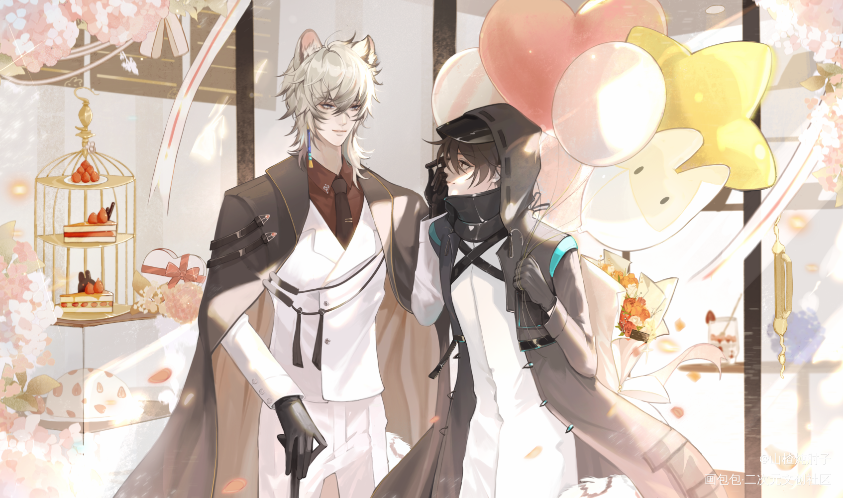 Sweet_明日方舟银博银灰绘画作品