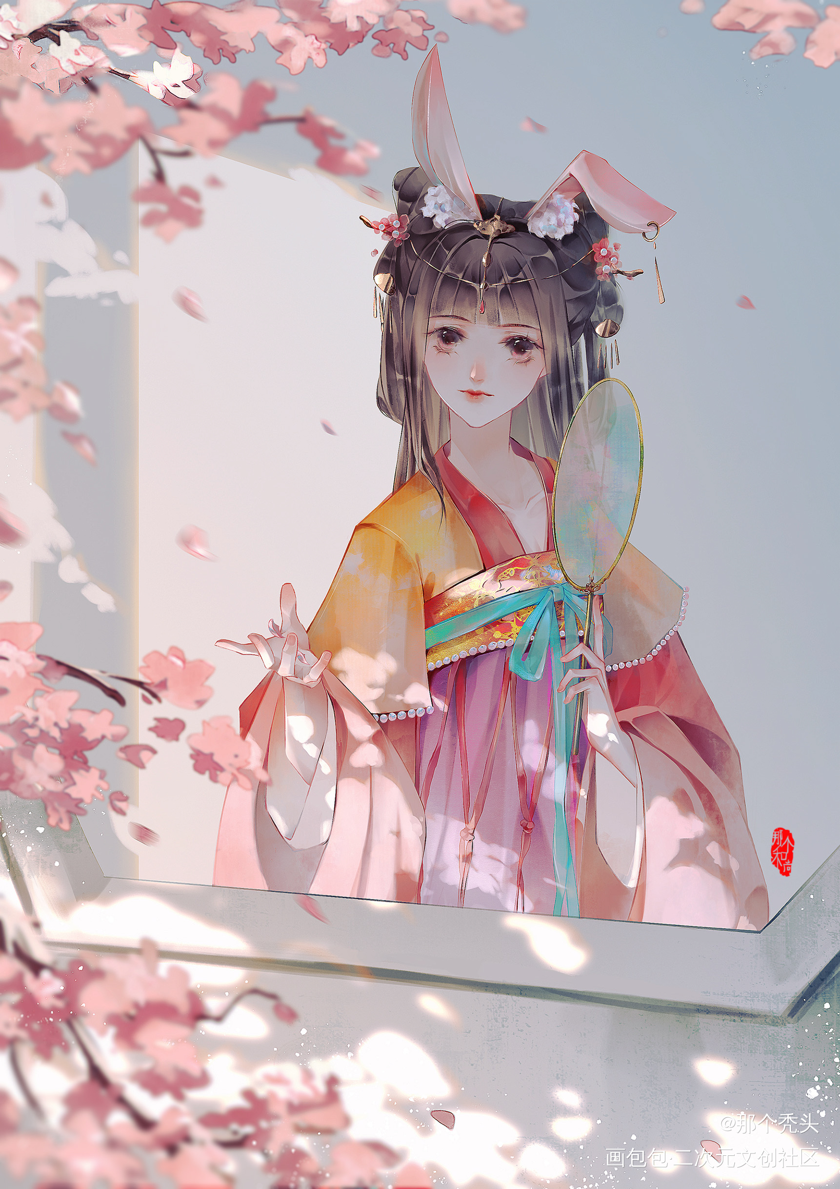我是想庆祝节日的，但我晚了_古风平涂贺图插画古风插画约稿绘画作品