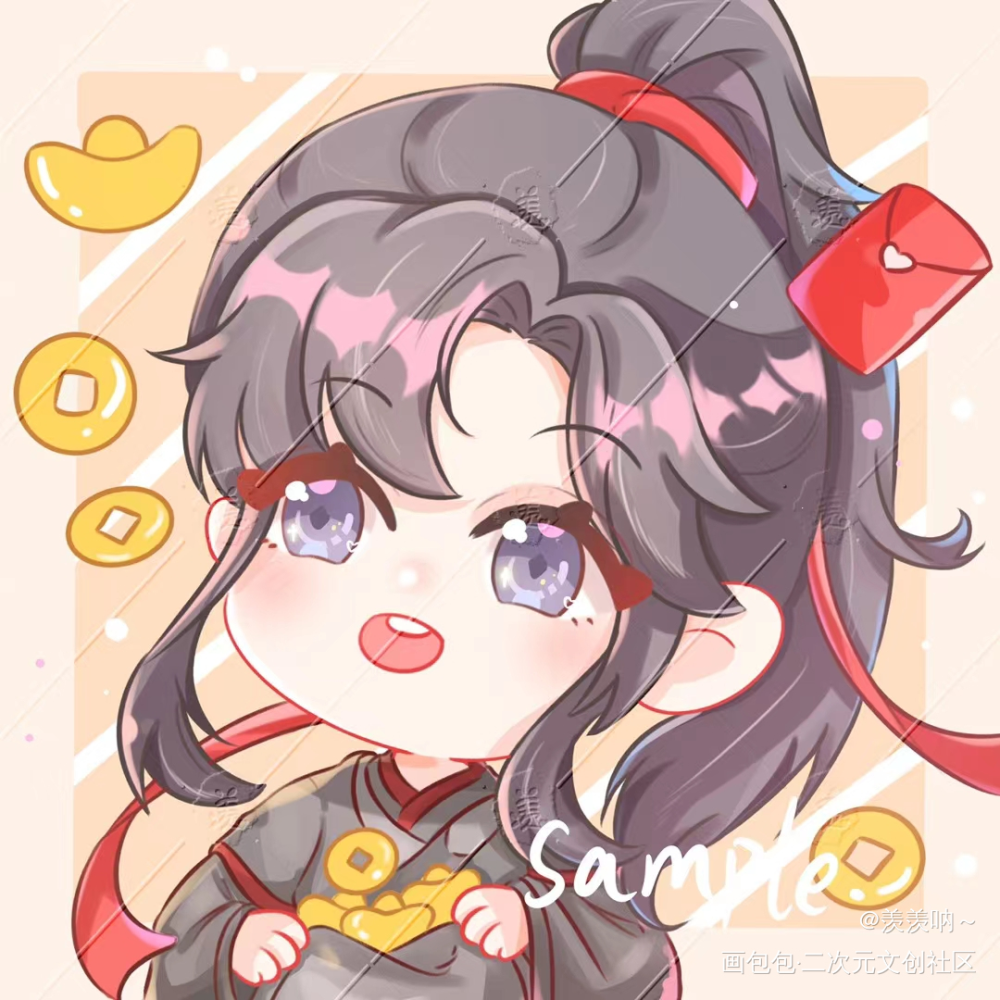 忘羡Q版头像~_魔道祖师蓝忘机魏无羡彩色漫画ipad画画画画墨香铜臭绘画绘画作品