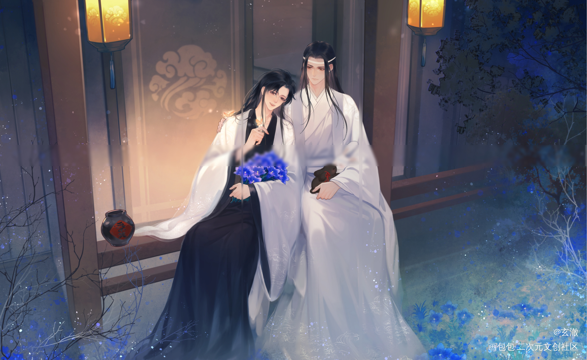 春风扇微和曲绘5_魔道祖师忘羡蓝忘机魏无羡绘画作品