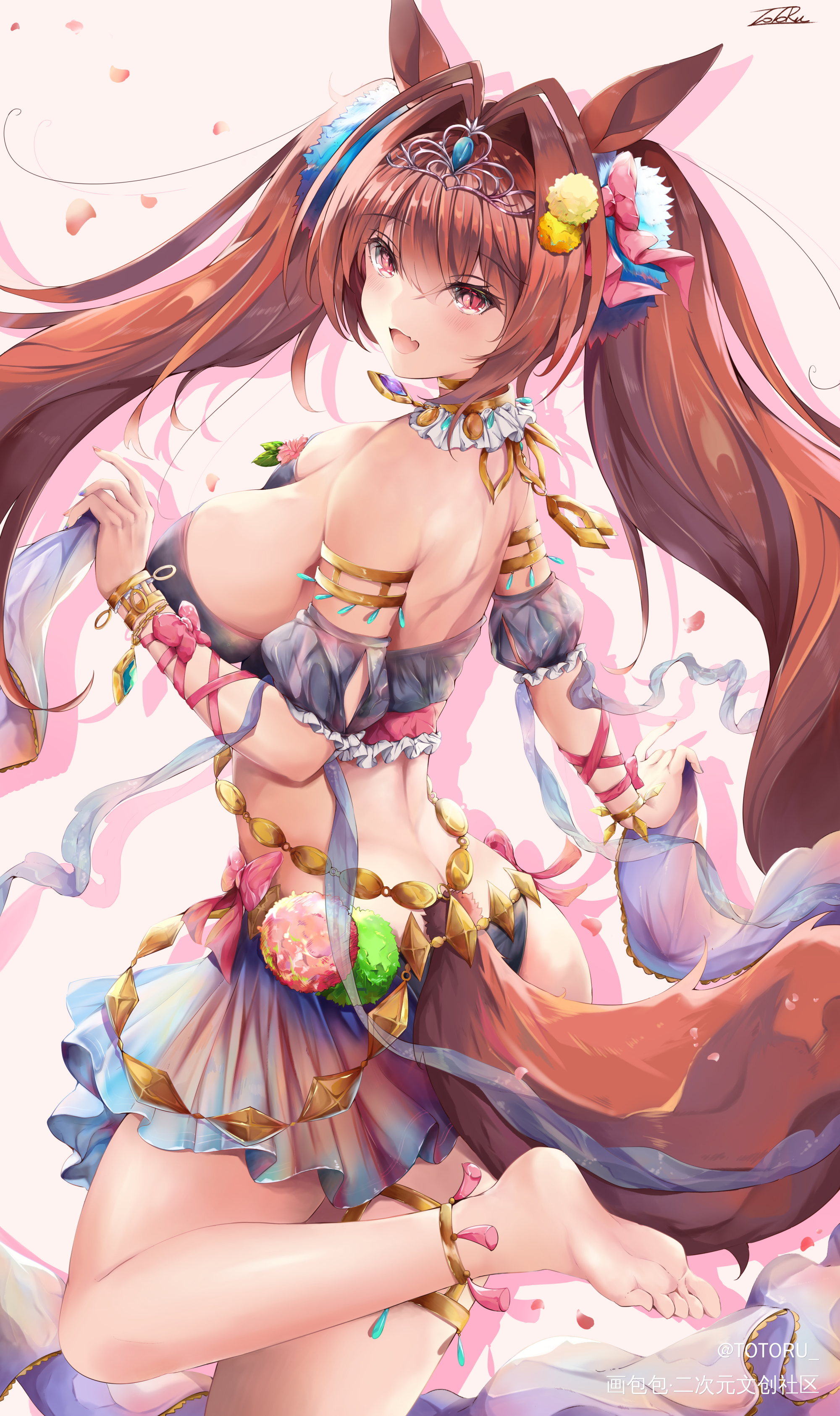 舞娘大和赤骥_赛马娘sai裸足双马尾同人舞娘大和赤骥csp板绘绘画作品
