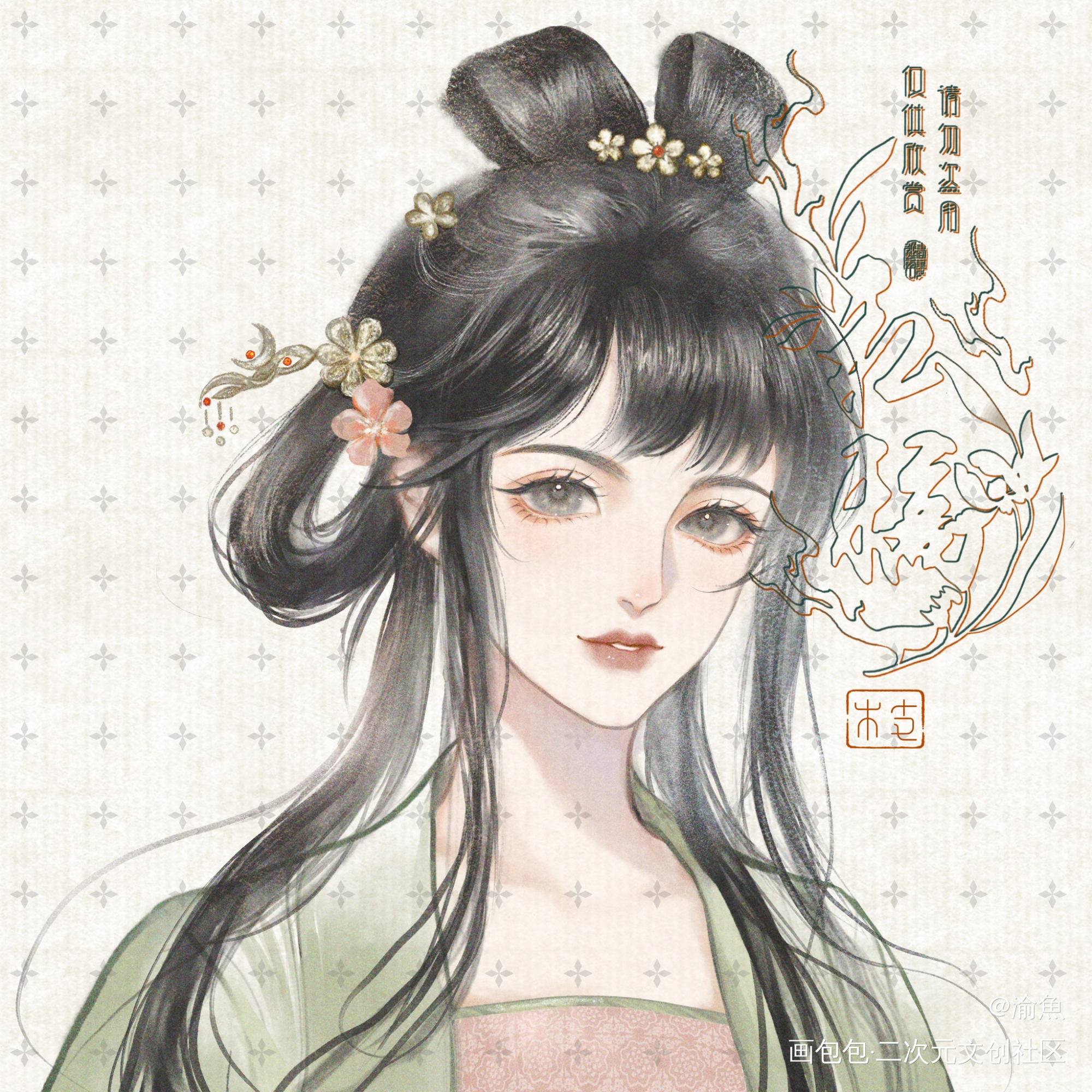 #稿件展示#付费委托_古风头像求约稿付费委托稿件头像约稿原创头像绘画绘画作品