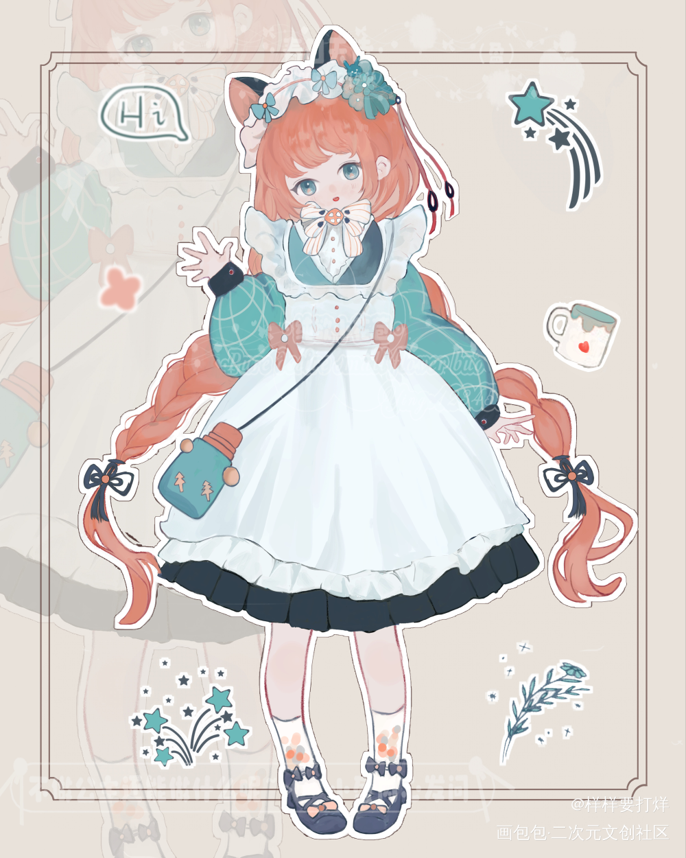 美少女say嗨_萌系出设少女摸鱼绘画作品