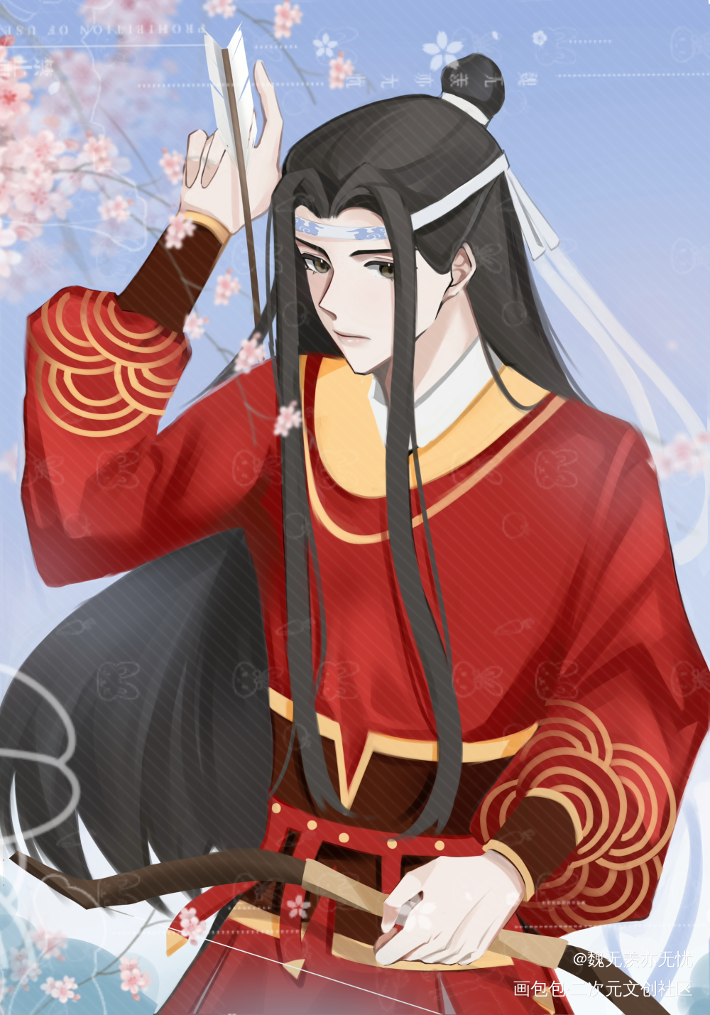 骑射-蓝忘机_魔道祖师忘羡蓝忘机魏无羡魏无羡蓝忘机墨香铜臭绘画作品