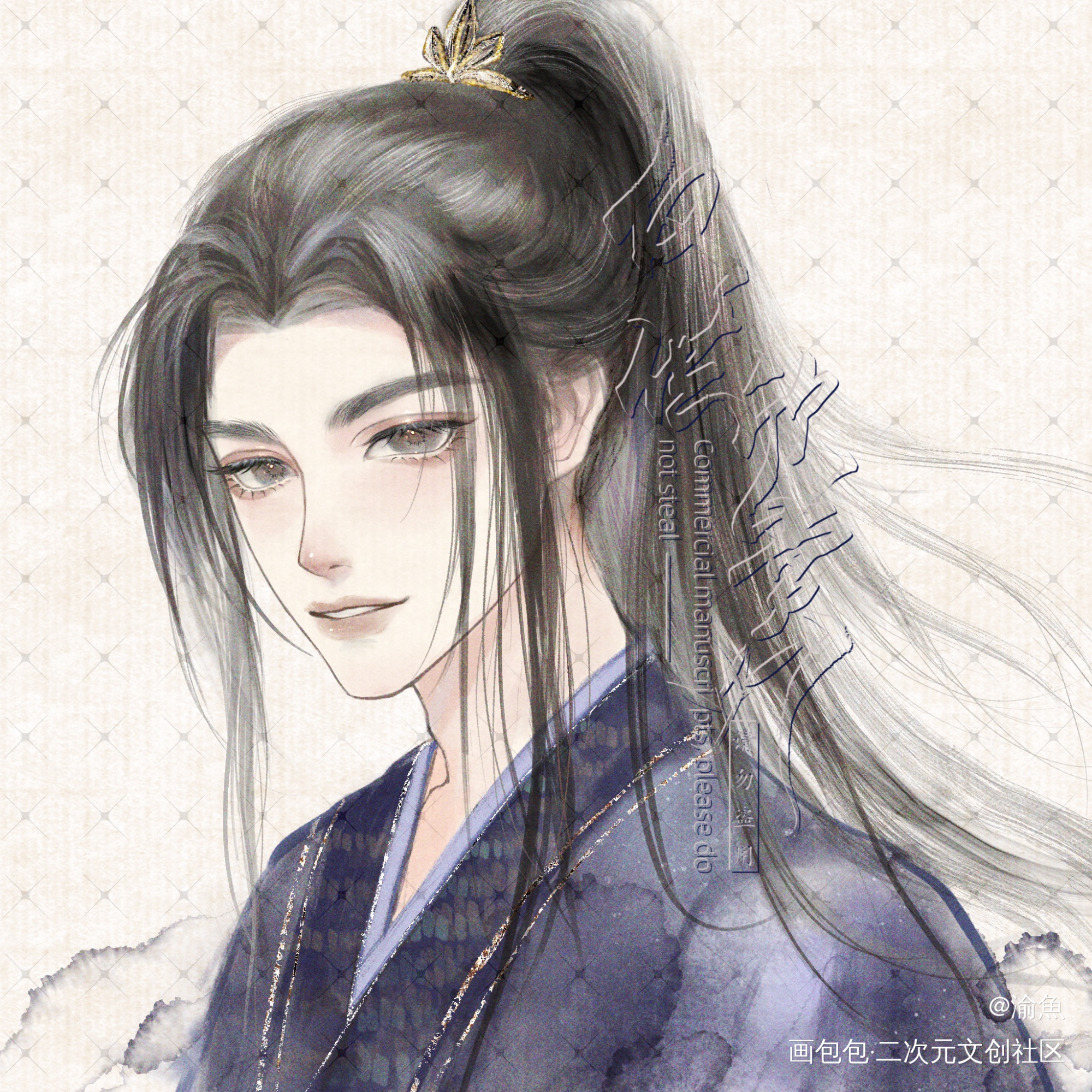谢景行#稿件展示#付费委托_重生之将门毒后古风水彩谢景行付费委托稿件头像约稿绘画作品