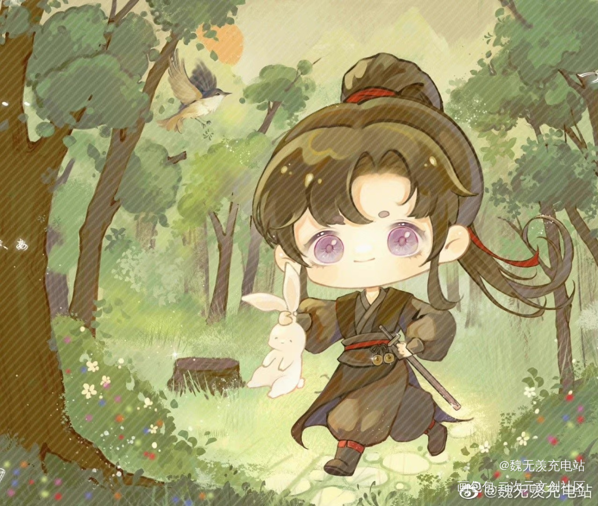 可爱羡宝（春）_魔道祖师忘羡魏无羡绘画作品