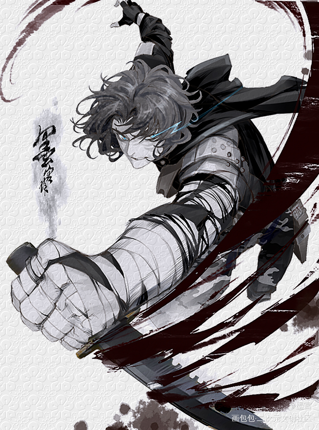 无偿粉福_摸鱼页草稿流插画粉丝福利黑白插画无偿oc绘画作品