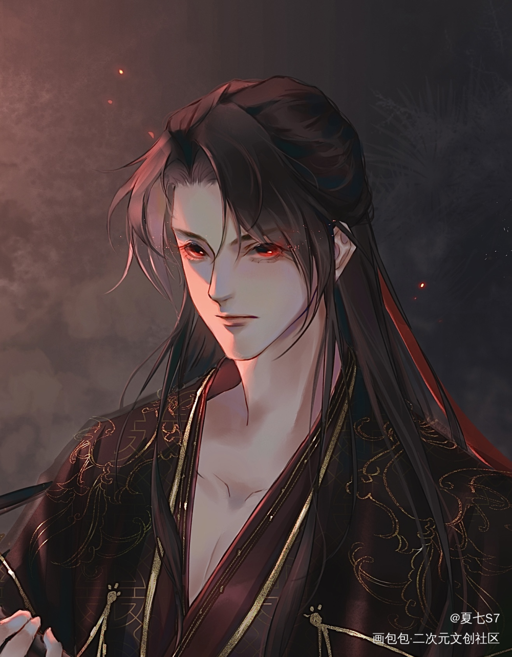 私设，魔尊羡_魔道祖师魏无羡板绘涂绘画作品