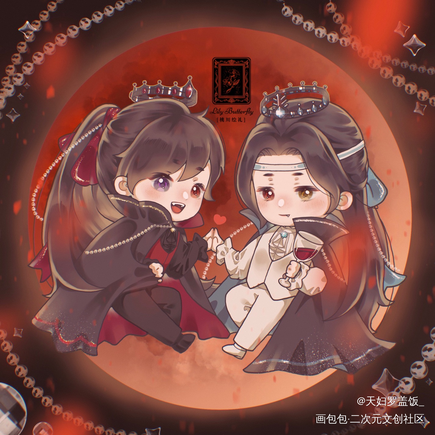 吸血鬼_魔道祖师忘羡蓝忘机魏无羡绘画作品