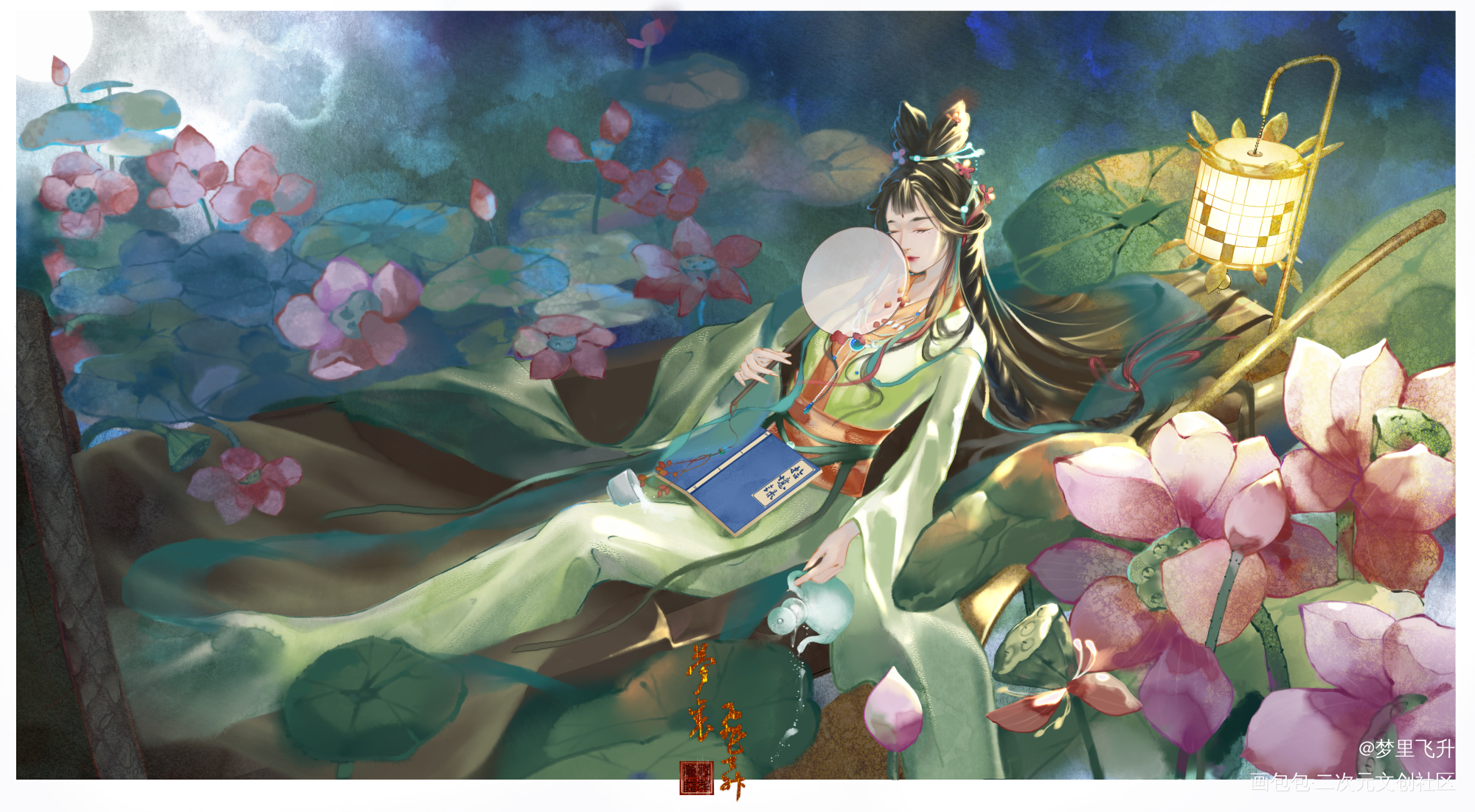 拾忆录_水墨立绘古风厚涂水彩Q版板绘插画约稿板写绘画绘画作品
