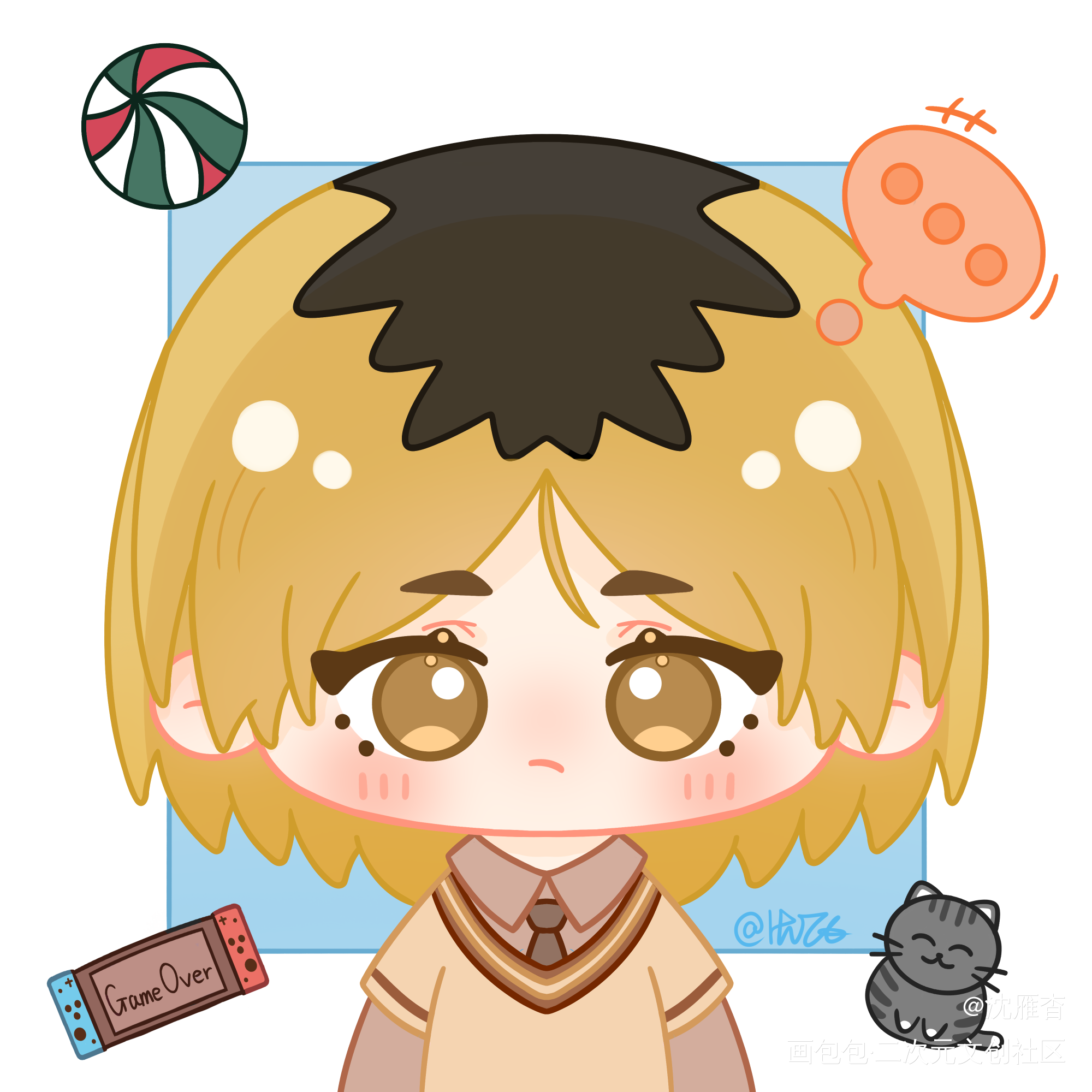 研磨无语.jpg_排球少年孤爪研磨黑研绘画作品