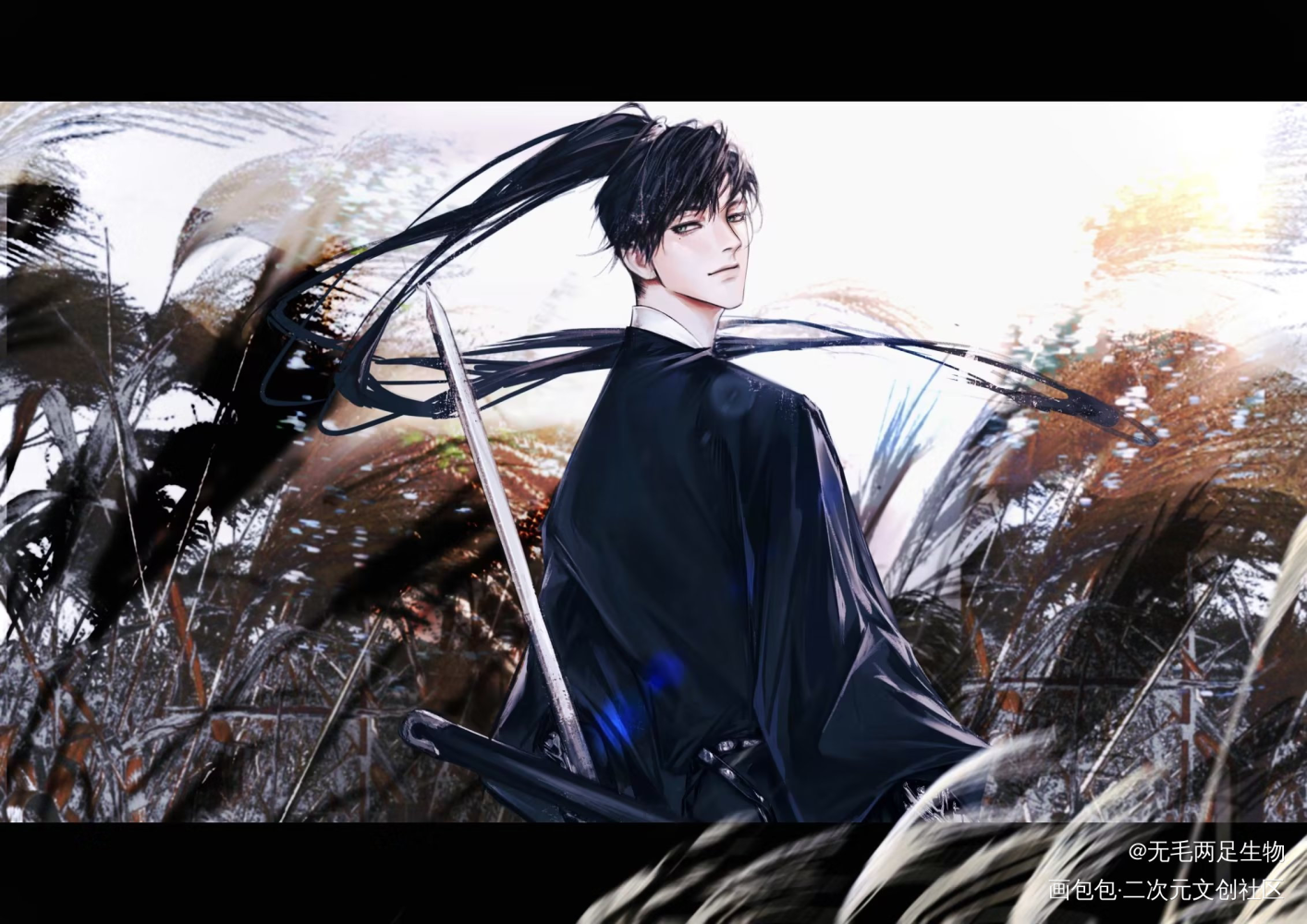 萧小五要与我一起浪迹天涯嘛_光与夜之恋萧逸板绘涂绘画作品