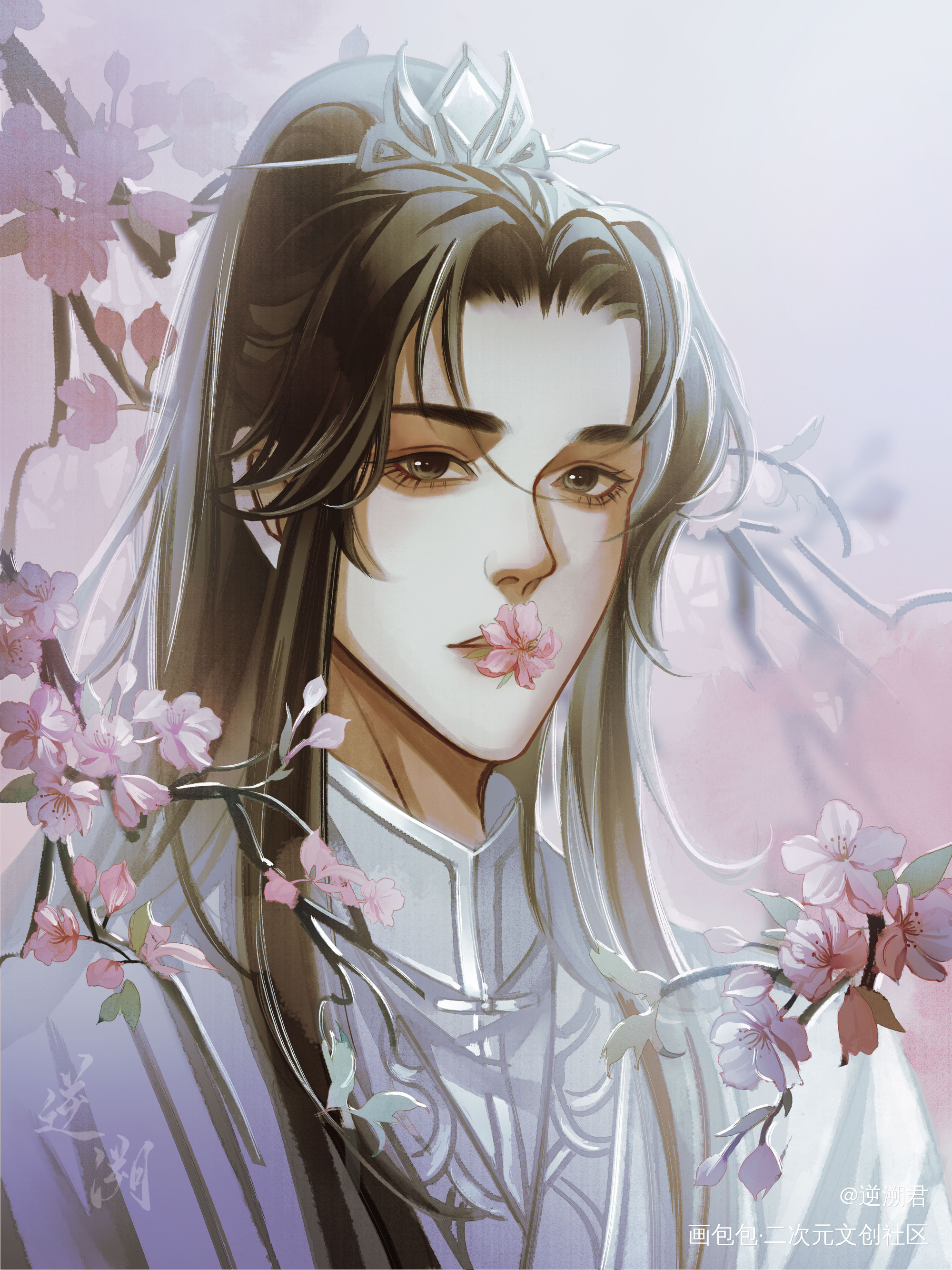 海棠树下_二哈和他的白猫师尊燃晚楚晚宁墨燃楚晚宁绘画作品
