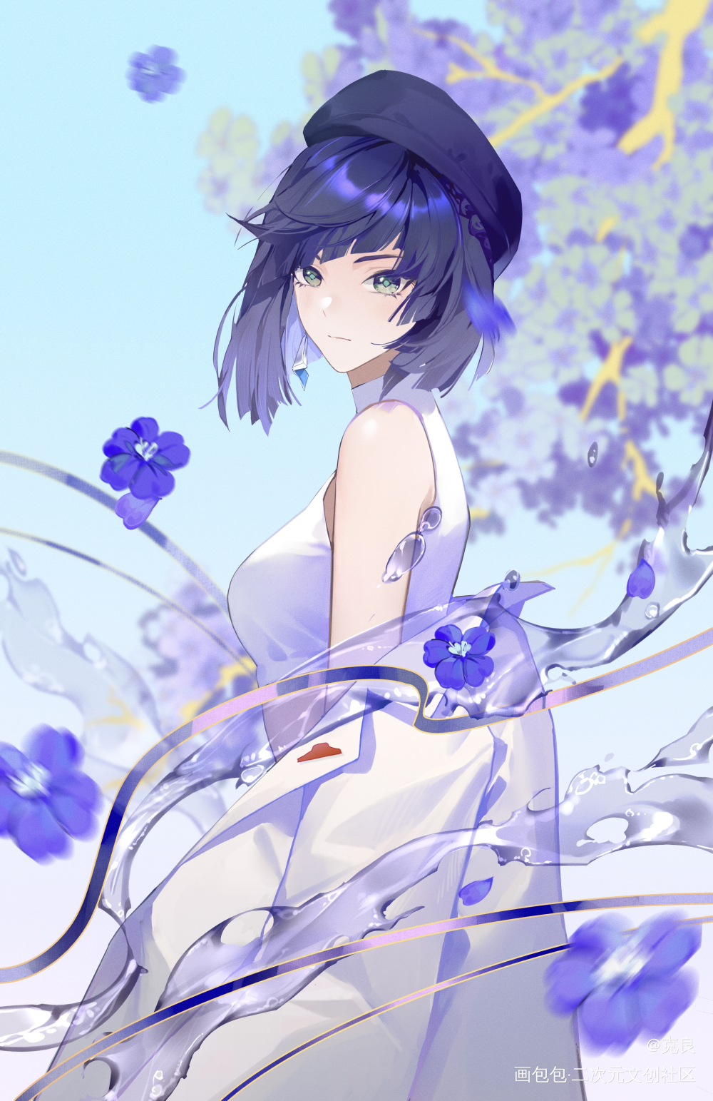 夜兰_原神板绘涂插画夜兰插图绘画作品