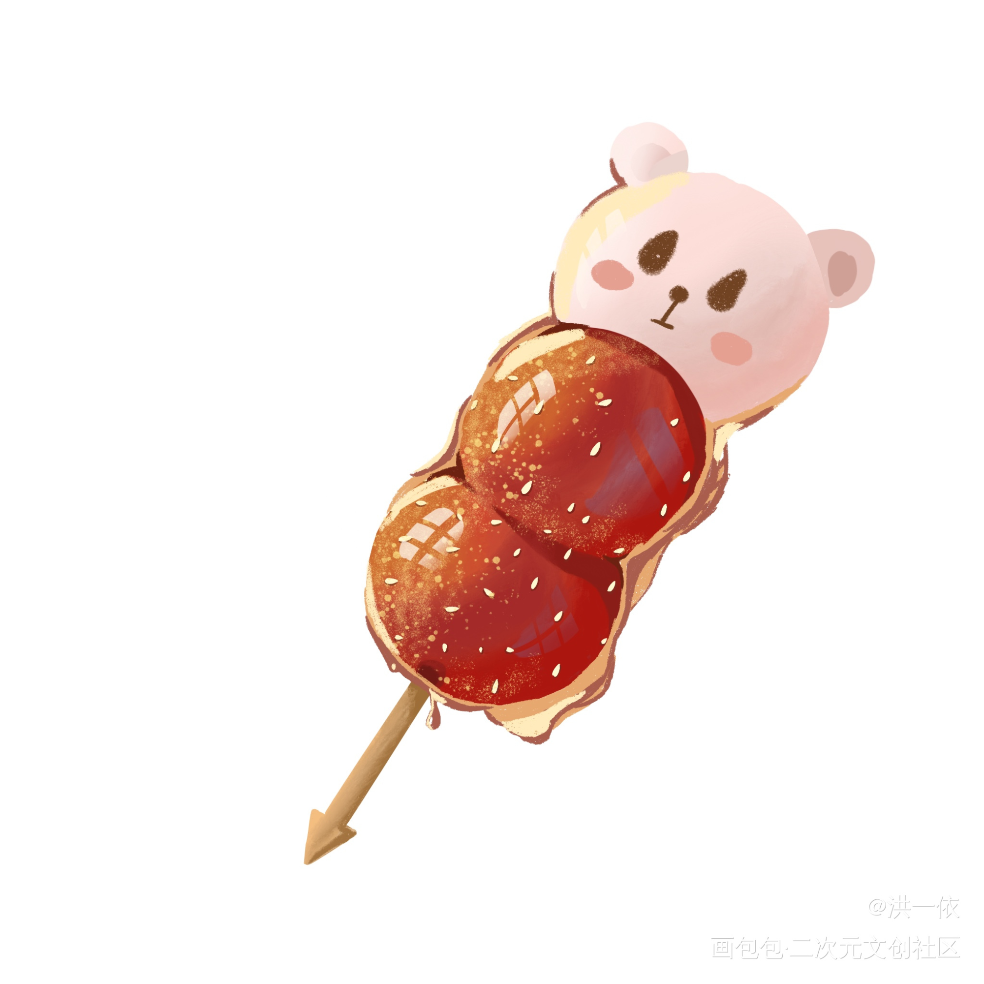 冰糖葫芦和糖炒栗子_插画练习练习绘画作品