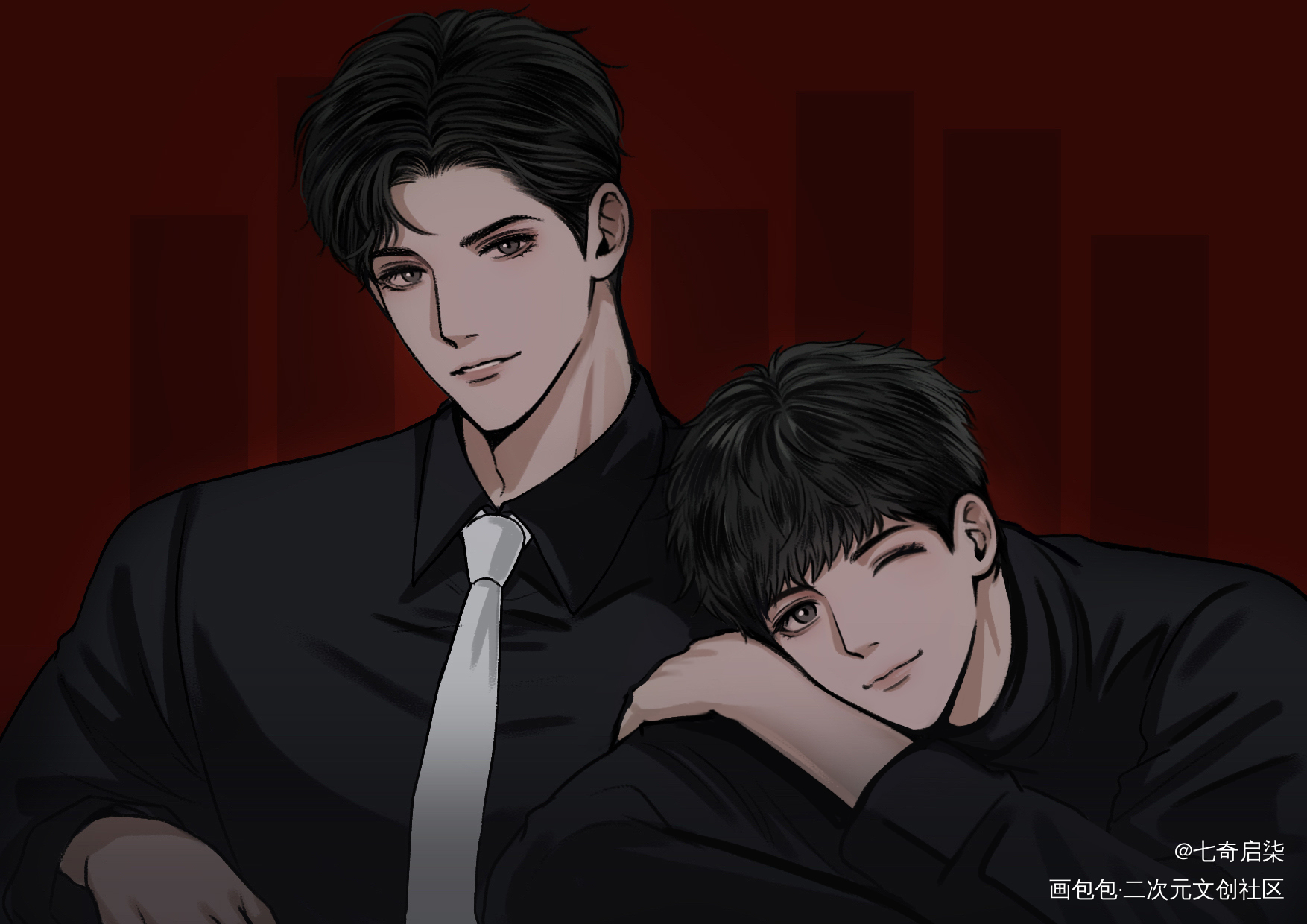 👬兄弟_188男团白新羽简隋英绘画作品