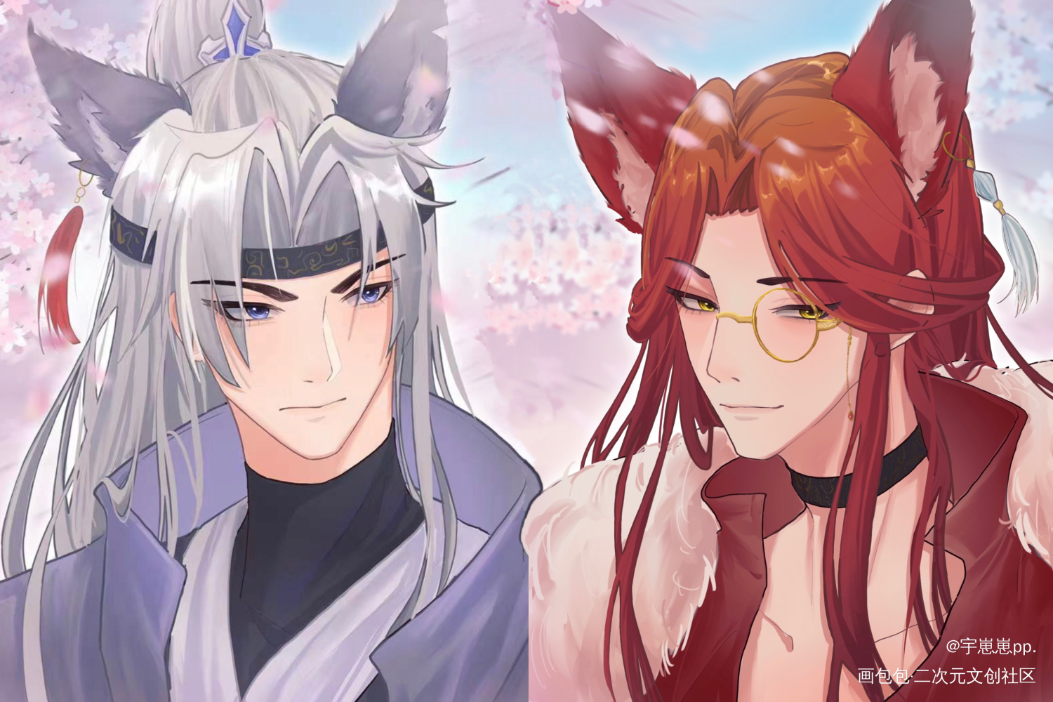 🐺🦊_针锋对决188男团原顾顾青裴绘画作品