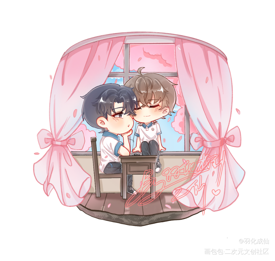 是校园群秀小情侣哦_娘娘腔188男团群秀李程秀邵群Q版同人绘画作品