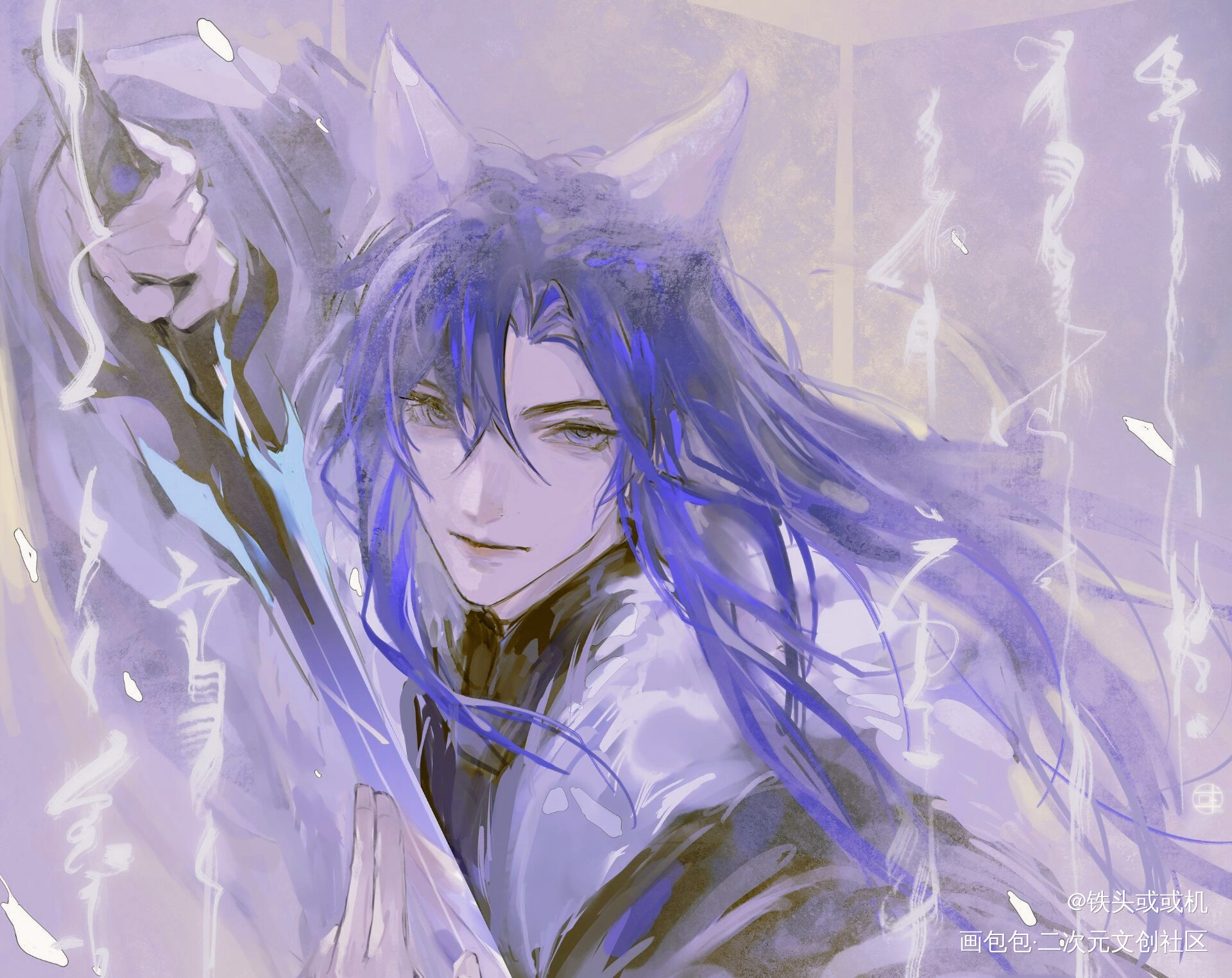 李狐狸_王者荣耀李白插画绘画作品