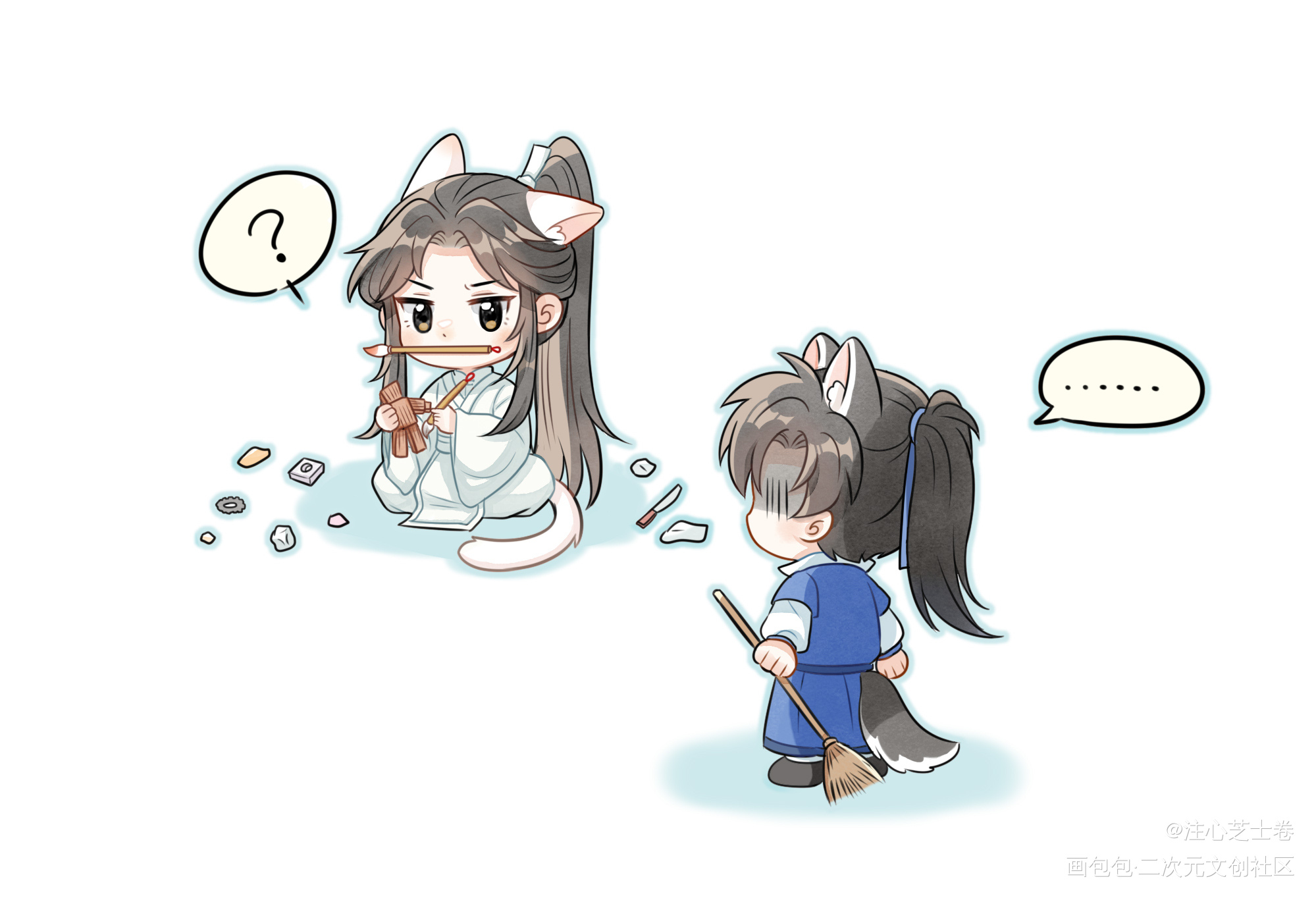 清洁攻小狗红莲水榭一日游_二哈和他的白猫师尊燃晚墨燃楚晚宁Q版绘画作品