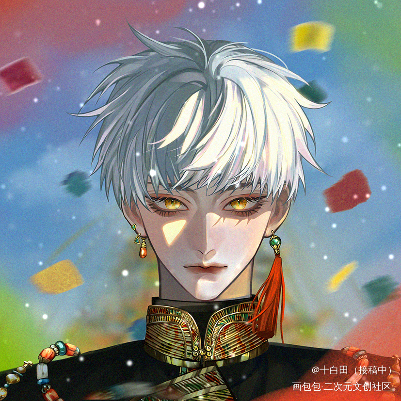 看着我的眼睛，记住我。_光与夜之恋齐司礼插画同人画画绘画绘画作品