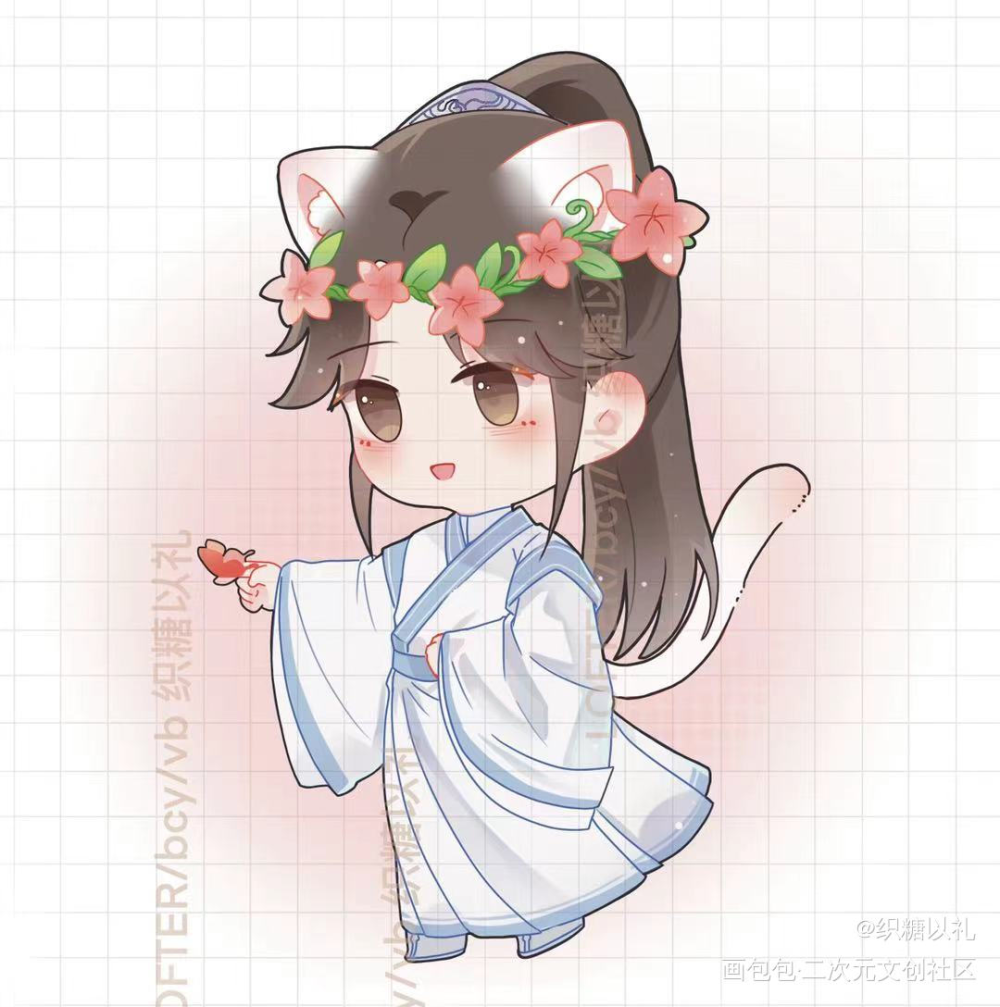 猫猫_二哈和他的白猫师尊楚晚宁Q版绘画作品