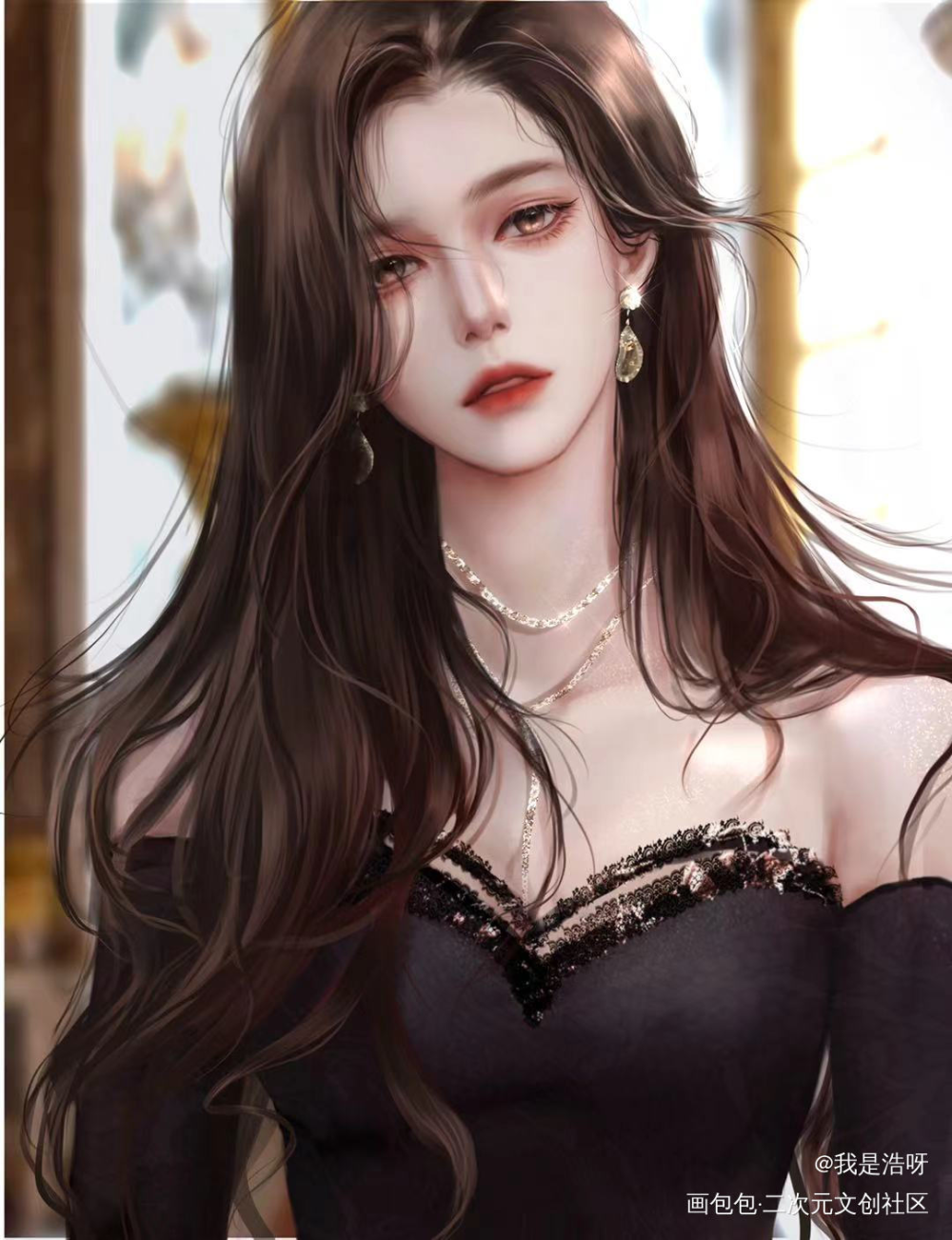 御姐_板绘涂摸鱼页约稿绘画绘画作品
