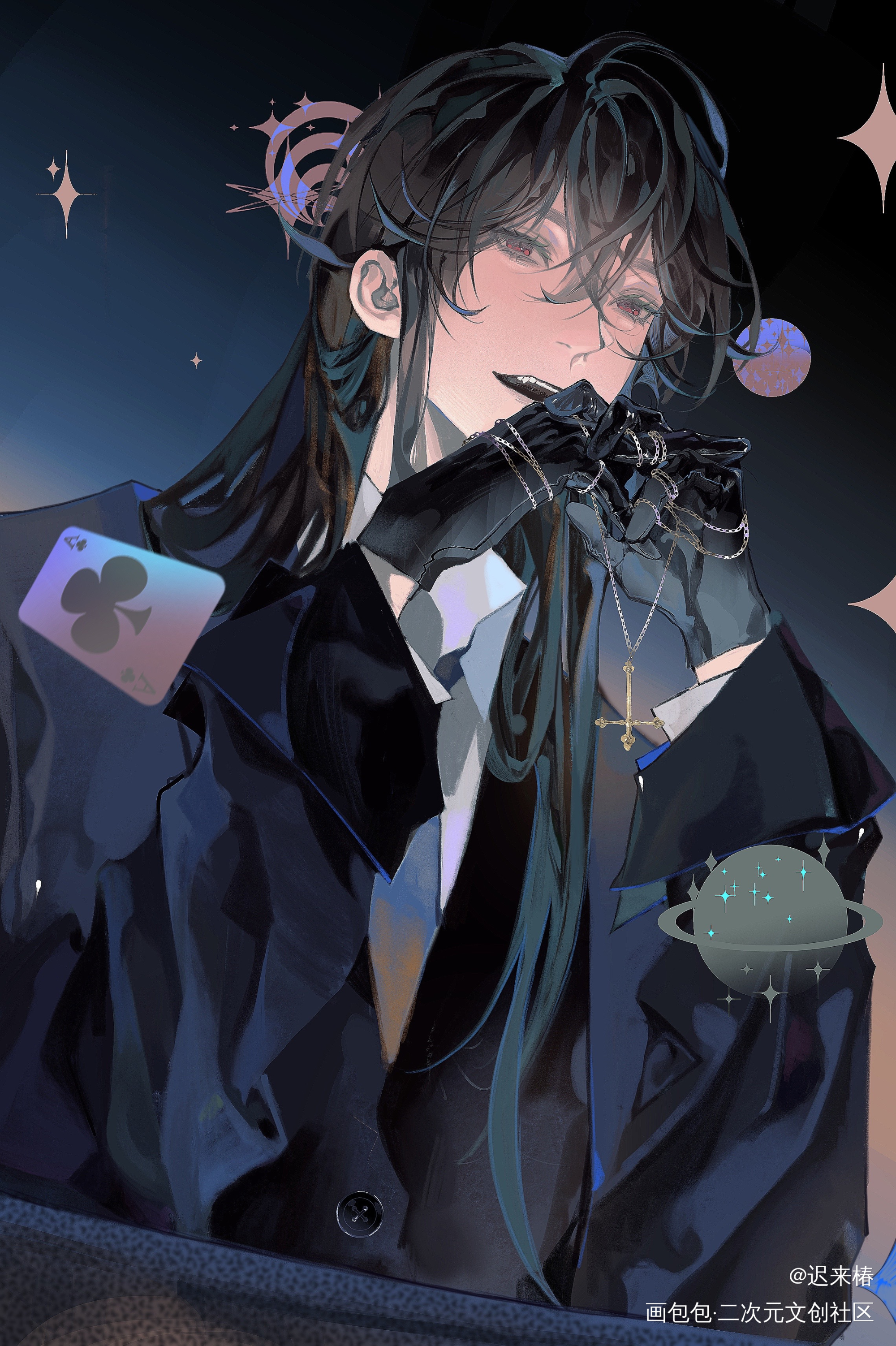 白六_我在惊悚游戏里封神板绘涂白六绘画作品