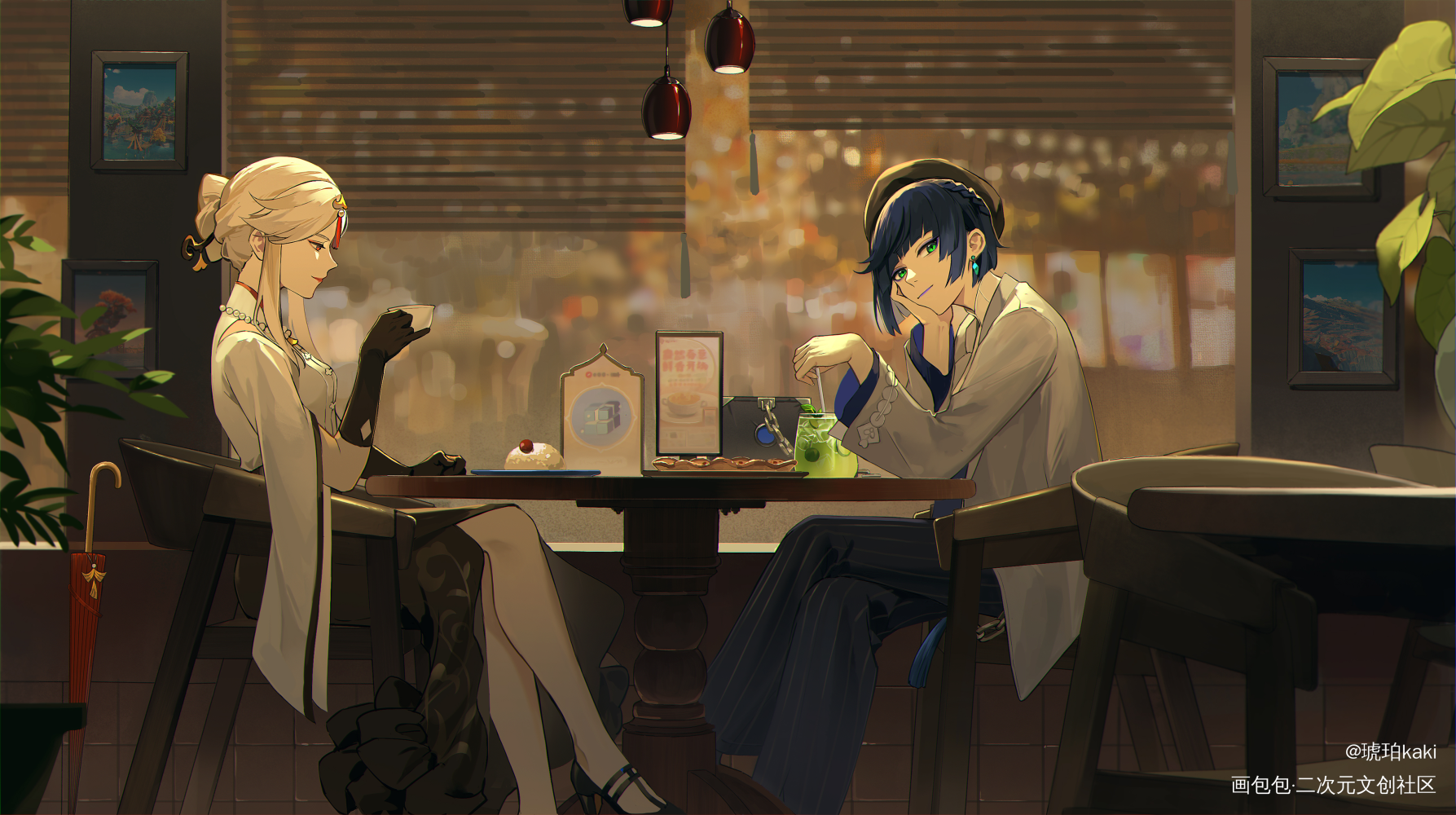 画联动～_原神凝光夜兰绘画作品