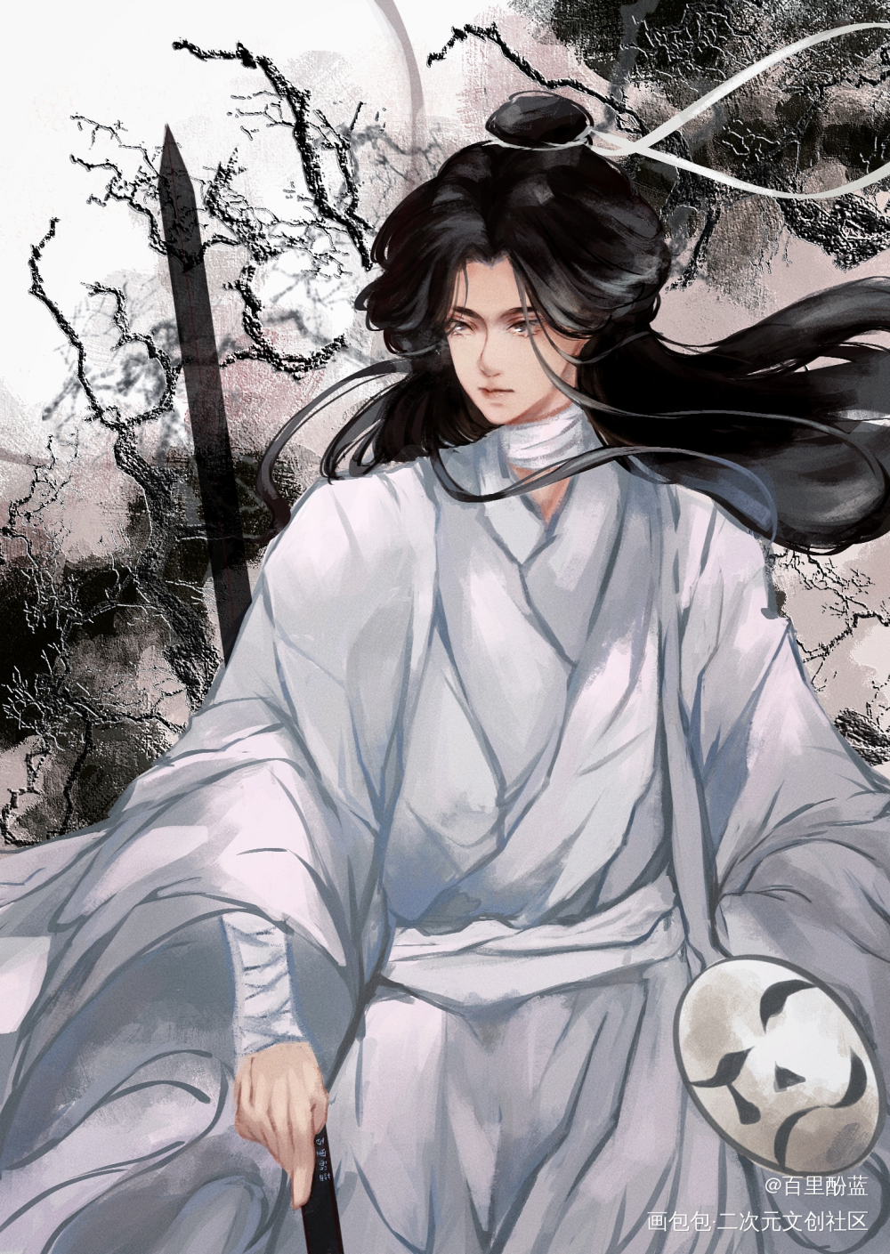 殿下 我一直看着你_天官赐福花怜谢怜绘画绘画作品