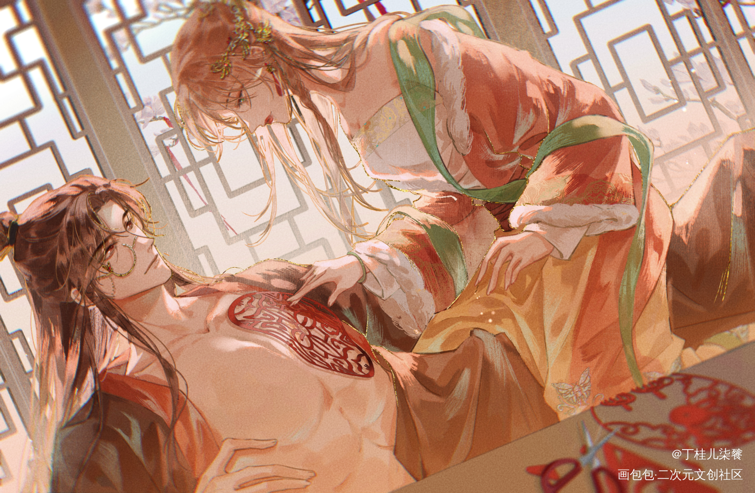 贴个窗花？_光与夜之恋陆沉板绘涂古风绘画作品