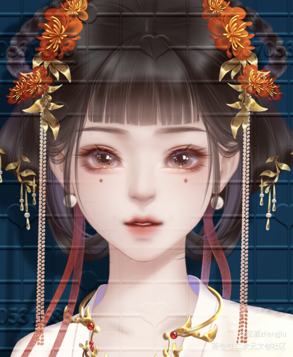 喜庆妹妹一只~_古风人物立绘古风厚涂我要上首推原创人物约稿原创绘画作品