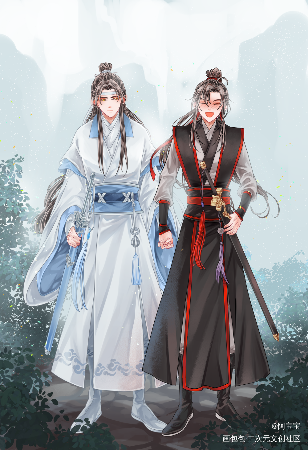 你喜欢的人他也很喜欢你_魔道祖师忘羡蓝忘机魏无羡魏无羡蓝忘机绘画作品