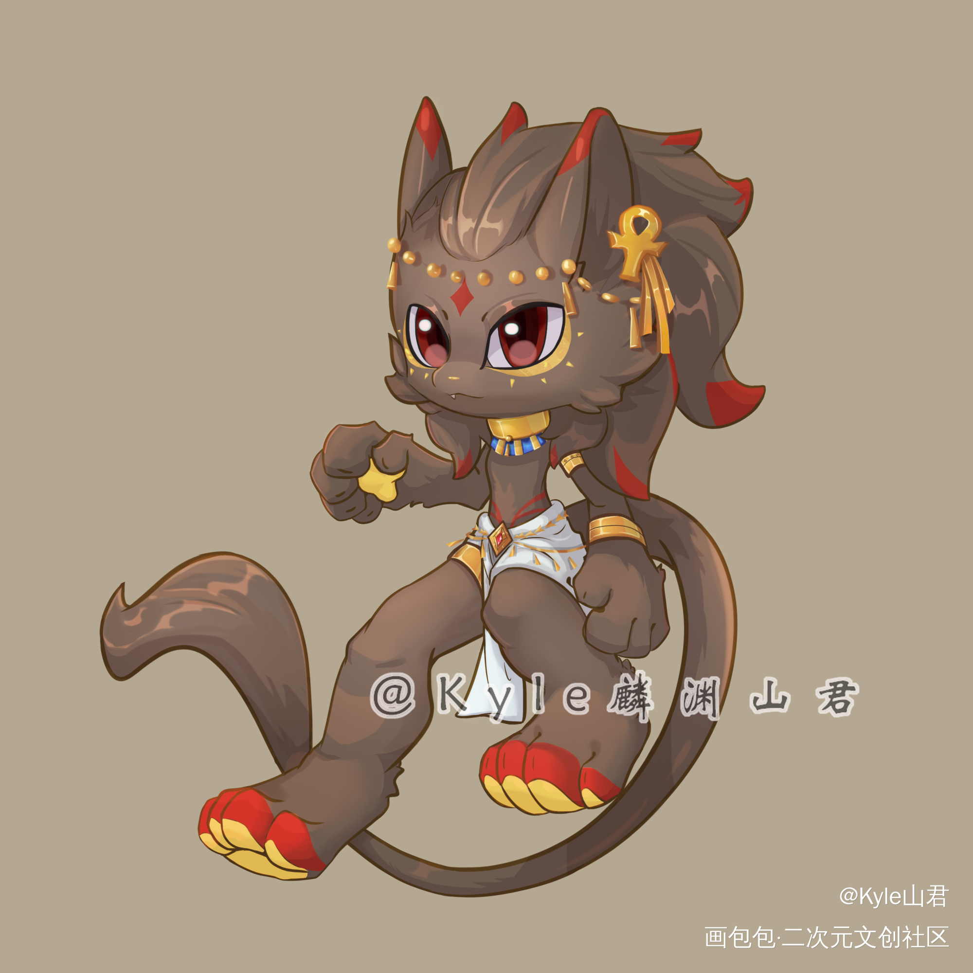 Q版兽设_兽设板绘涂摸鱼页Q版幻想生物绘画作品