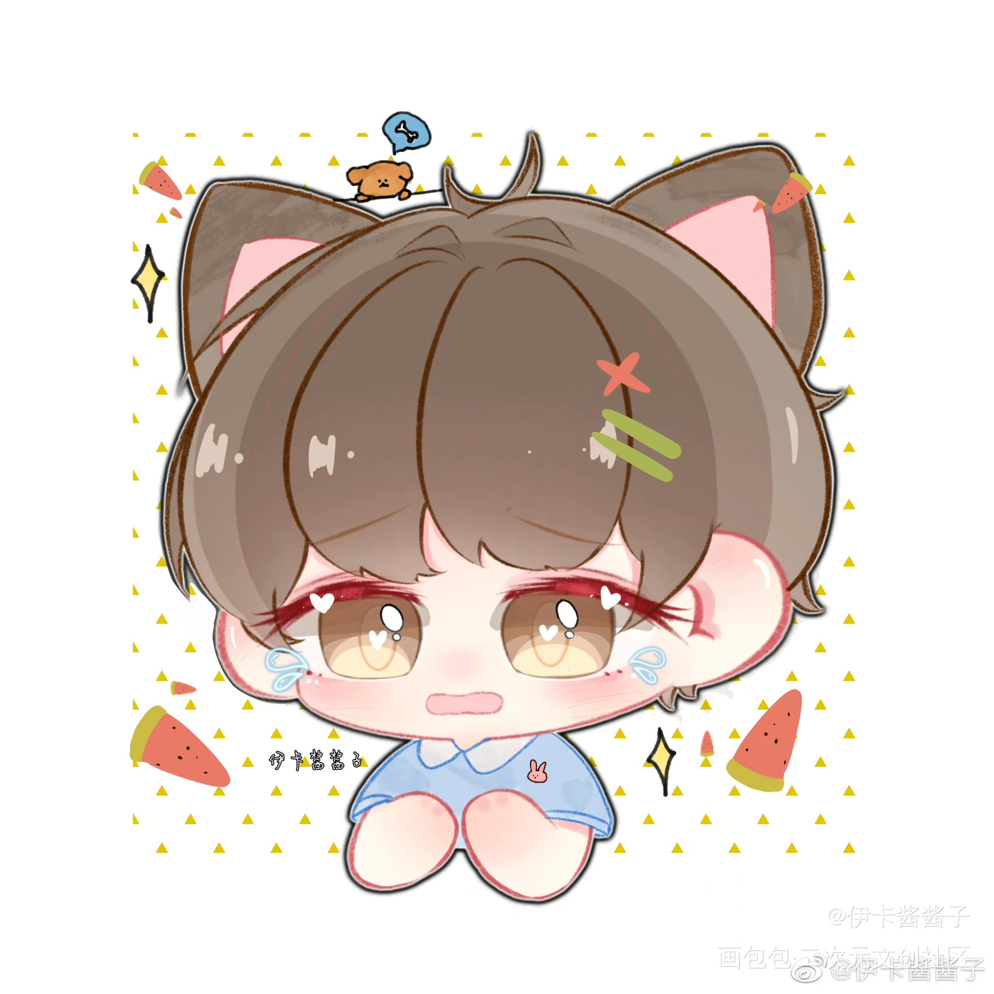 秀秀猫猫哭哭_娘娘腔188男团群秀李程秀邵群Q版同人绘画作品