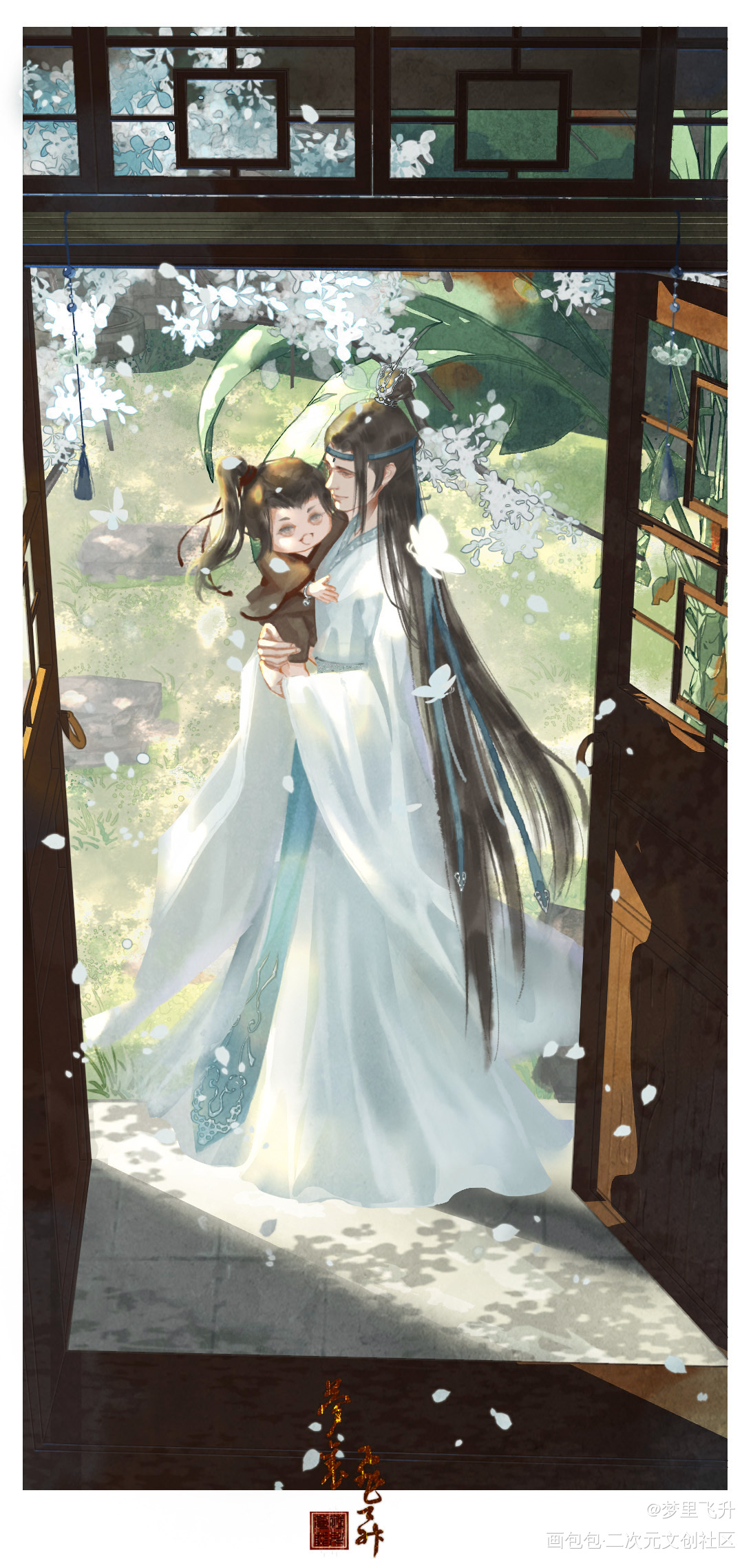 奶羡和美人叽_魔道祖师忘羡水墨立绘古风水彩板绘插画约稿板写绘画绘画作品