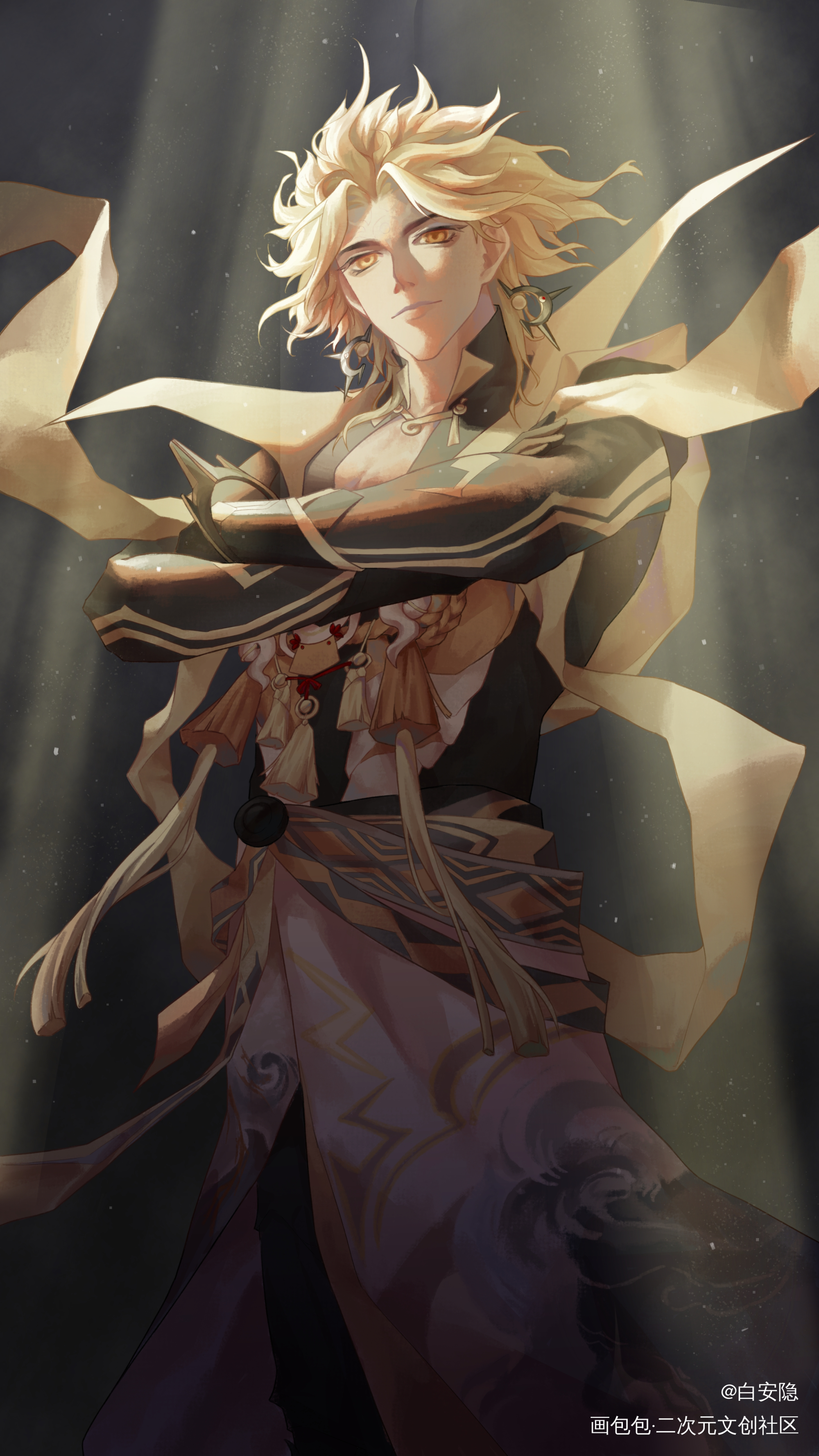 出来吧我的老婆须佐之男！_阴阳师半厚涂插画同人须佐之男板绘绘画作品