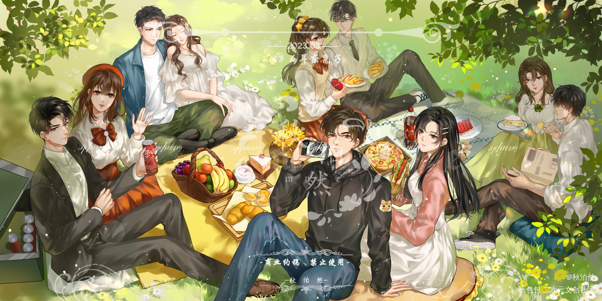 【商稿】给锦瑟图书专营店_深情眼暗格里的秘密三分野陷入我们的热恋耳东兔子他从火光中走来绘画作品
