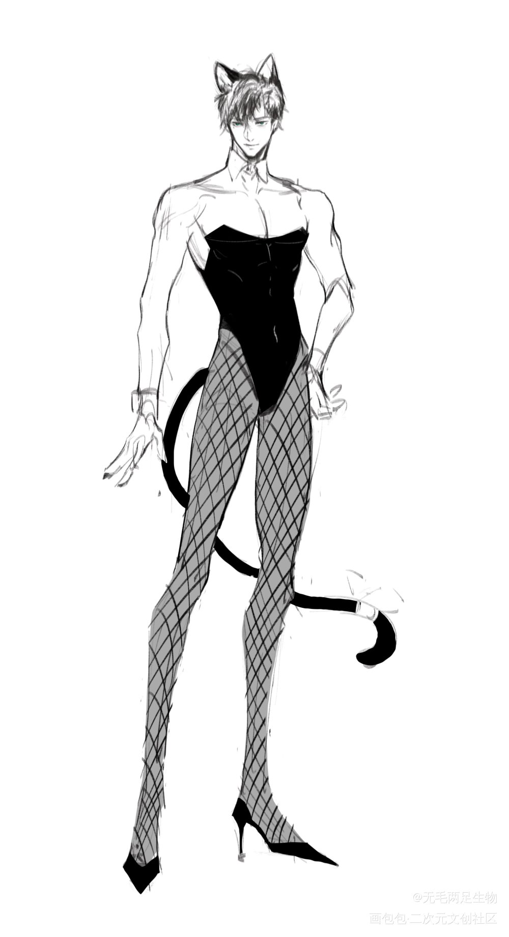 小猫逸_光与夜之恋萧逸板绘涂绘画作品