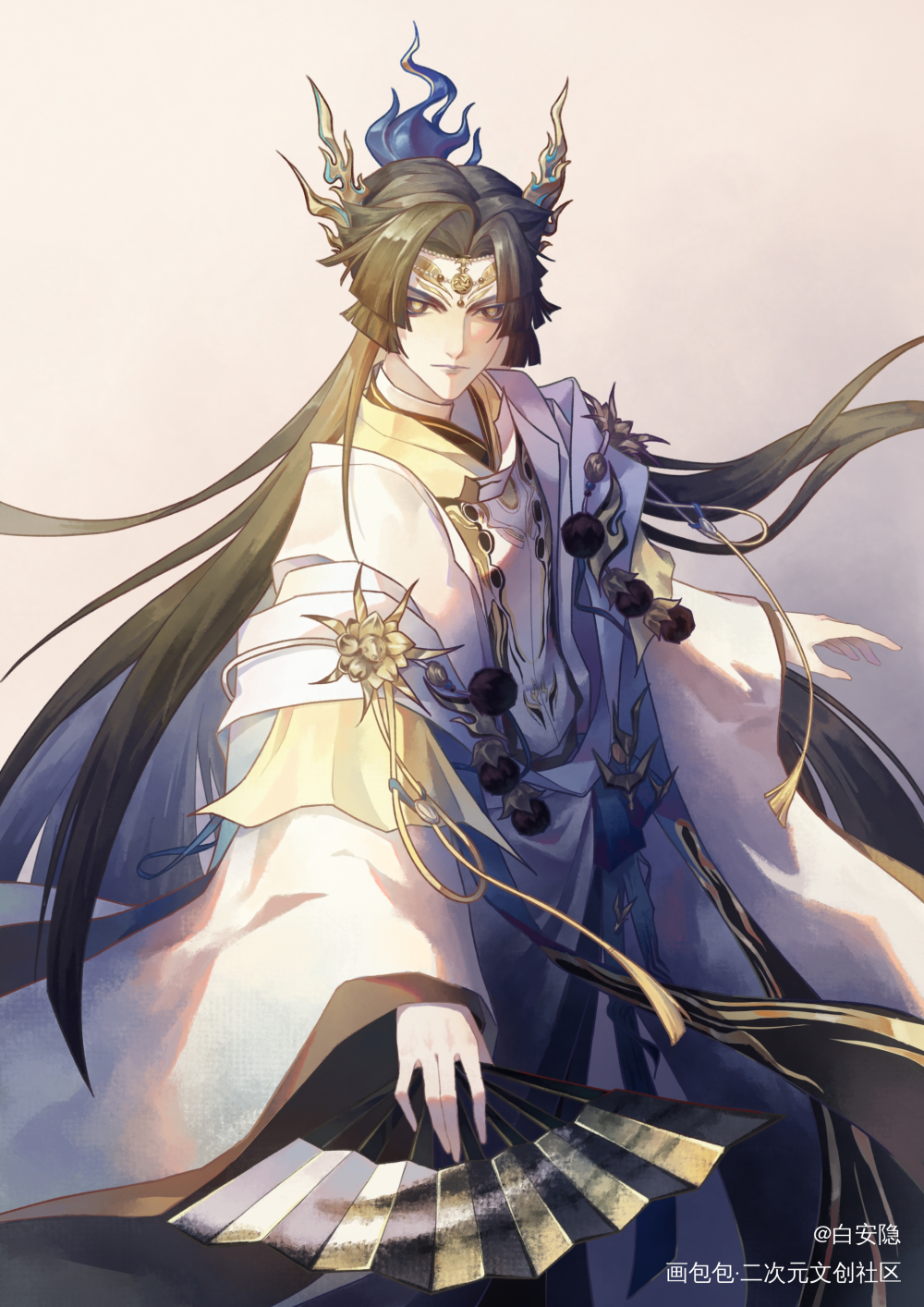 一只大舅嘿嘿嘿(*'▽'*)♪_阴阳师玉藻前半厚涂半身插画同人板绘绘画作品