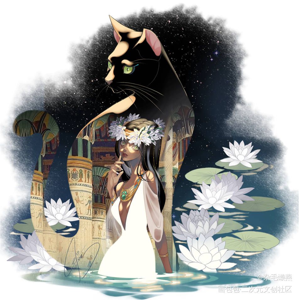 埃及黑皮美女_板绘涂摸鱼页绘画作品