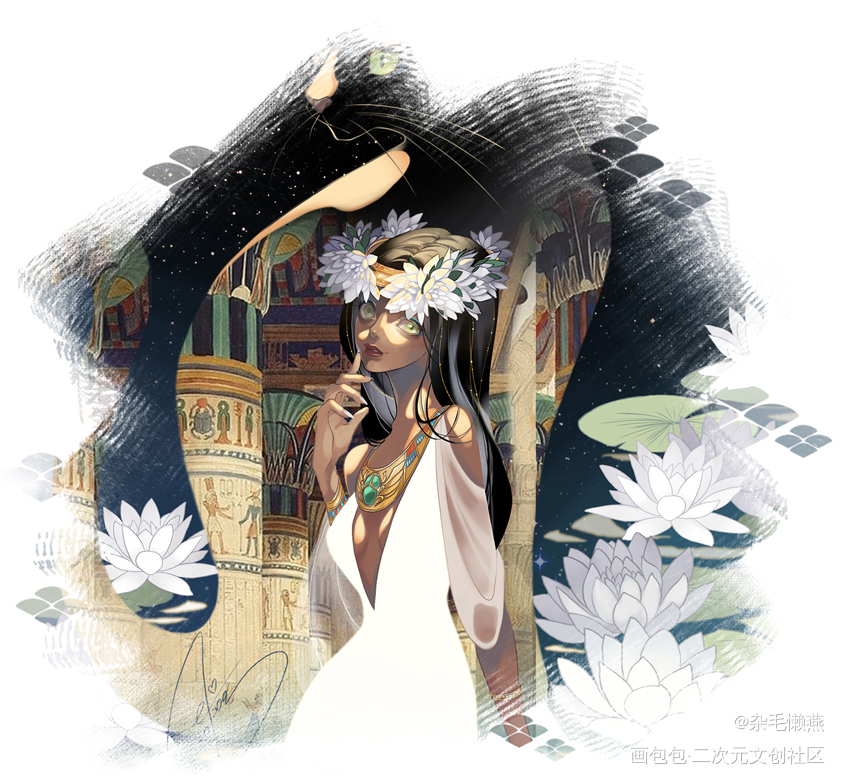 埃及黑皮美女_板绘涂摸鱼页绘画作品