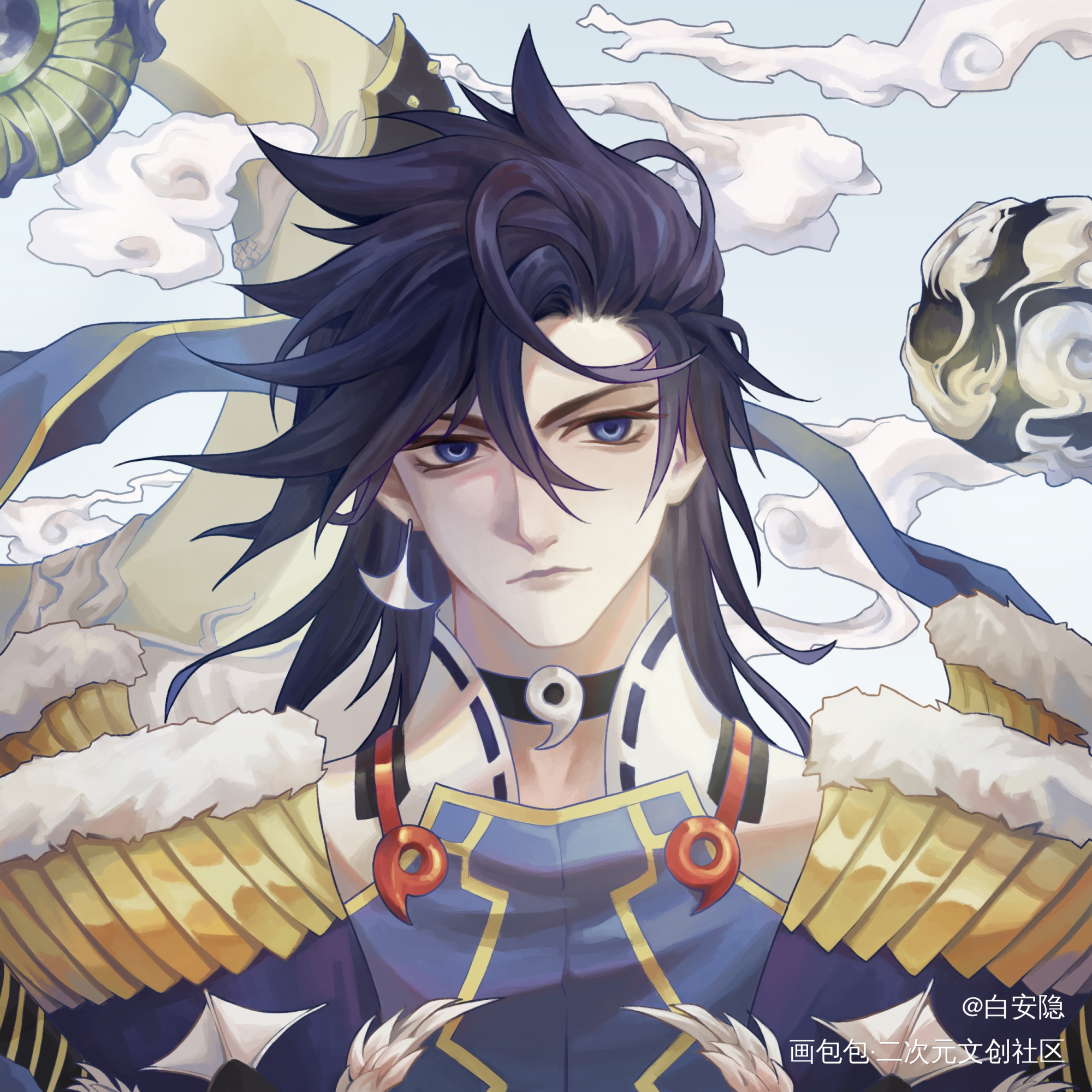神明少年_阴阳师荒平涂大头头像插画同人板绘绘画作品