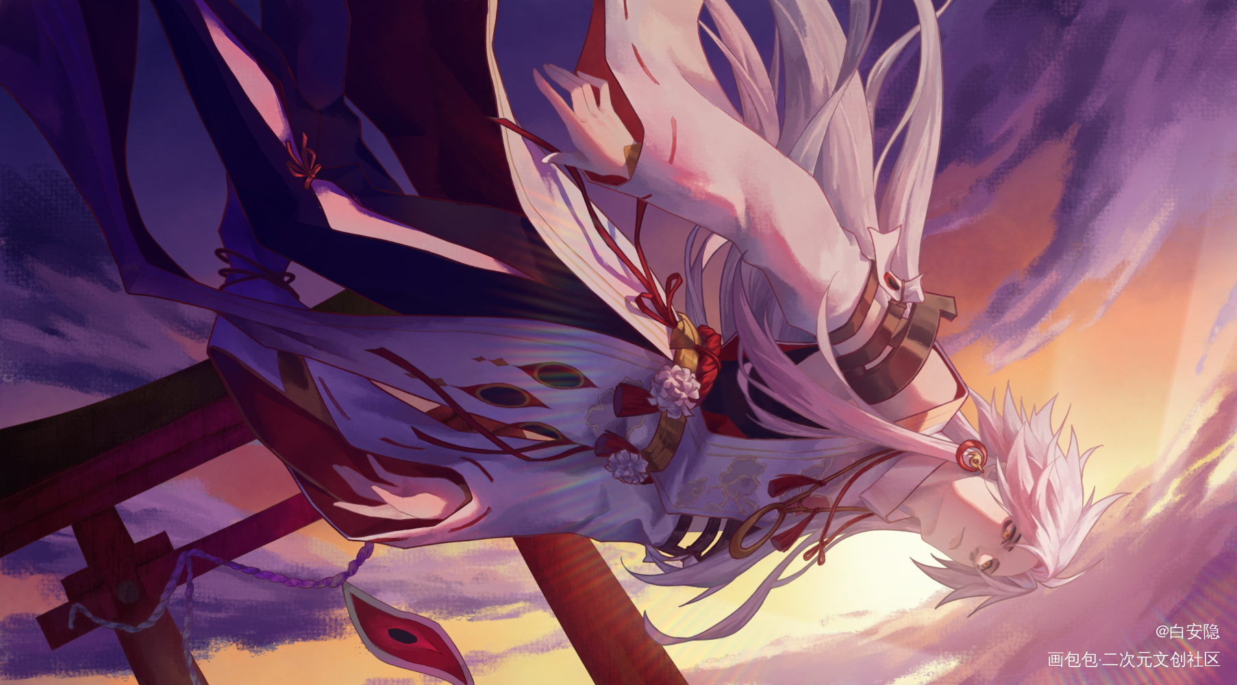 月坠_阴阳师荒半厚涂插画同人绘画作品