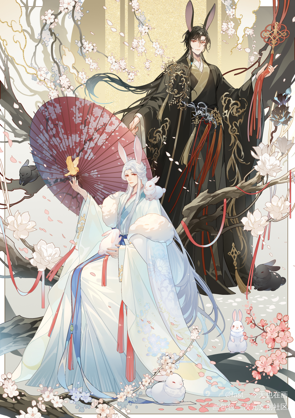 今年画滴兔兔～ (˘͈ᵕ ˘͈_古风绘画原创绘画作品