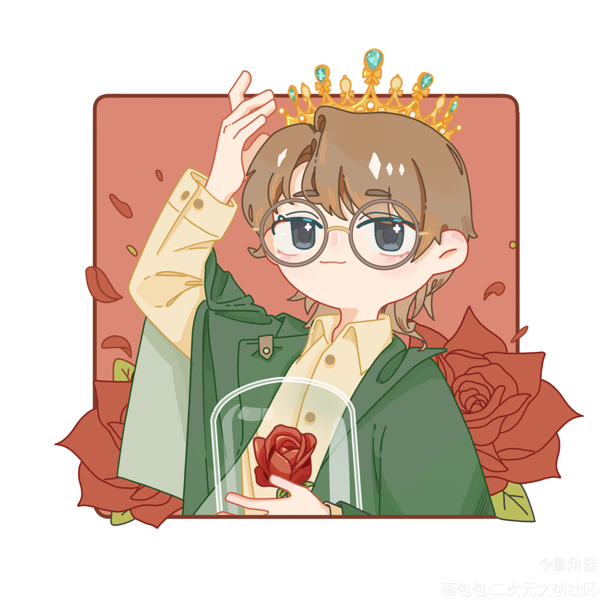小王子正正_Q版头像歪歪想扶正procreate绘画作品