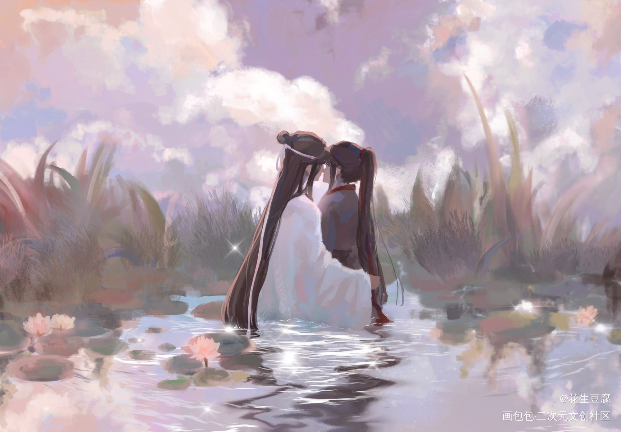 忘羡_魔道祖师忘羡蓝忘机魏无羡板绘涂插画墨香铜臭绘画作品