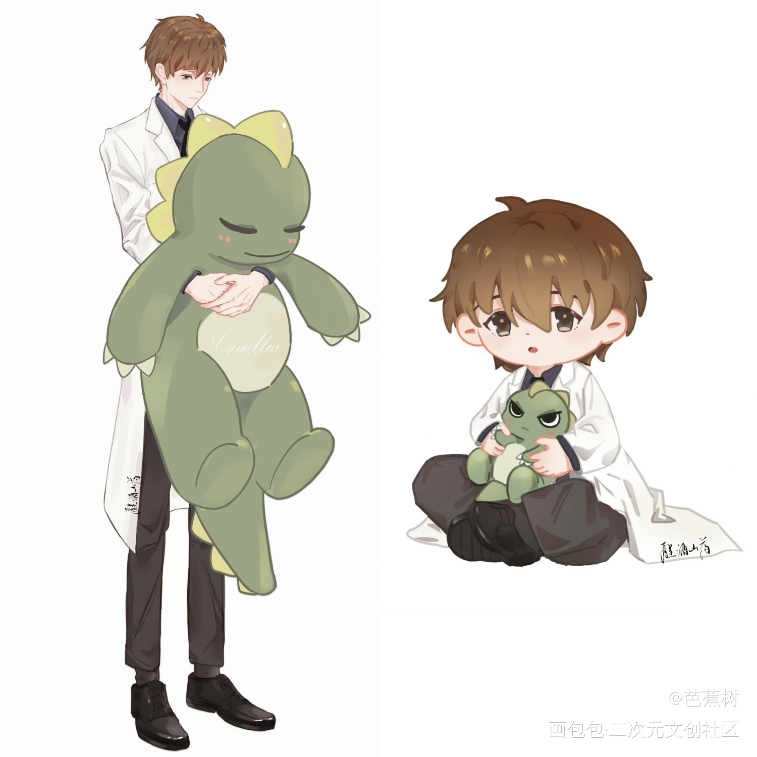 楚慈抱抱龙🦖_提灯看刺刀韩楚楚慈绘画作品