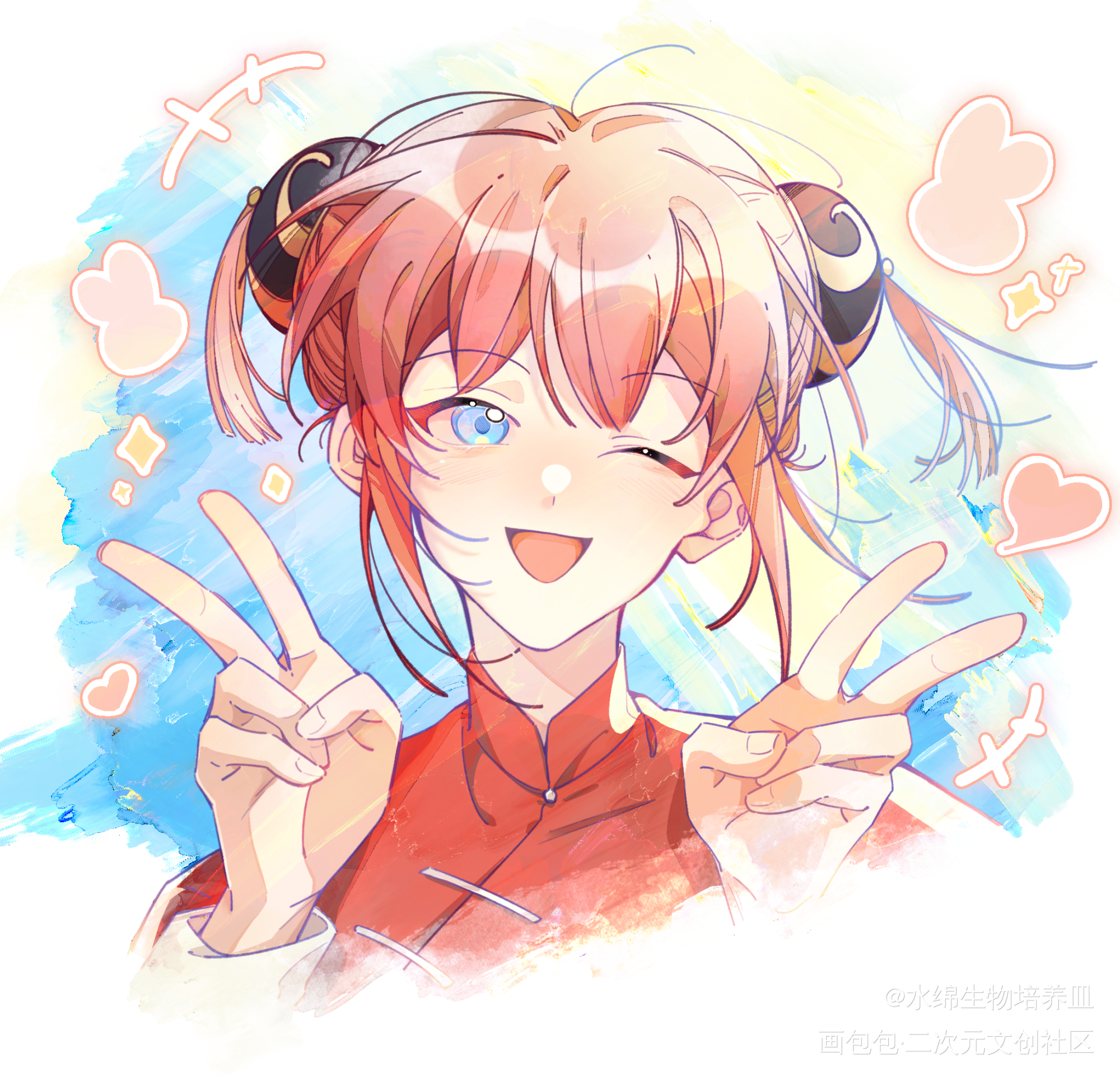 🐰_银魂神乐板绘涂平涂同人绘画作品